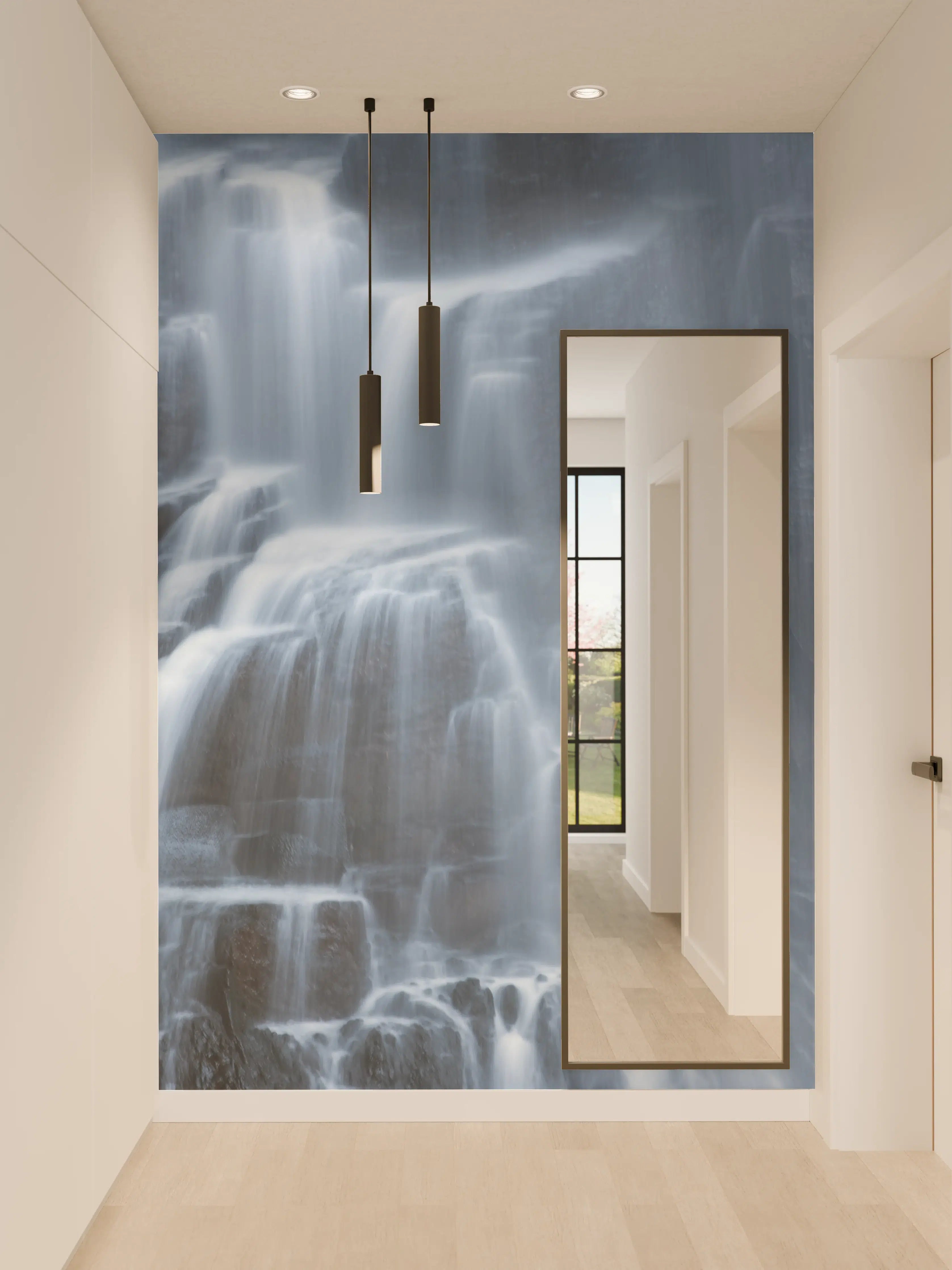 Wandverkleidung Flur - Majestätischer Wasserfall in ruhiger Natur