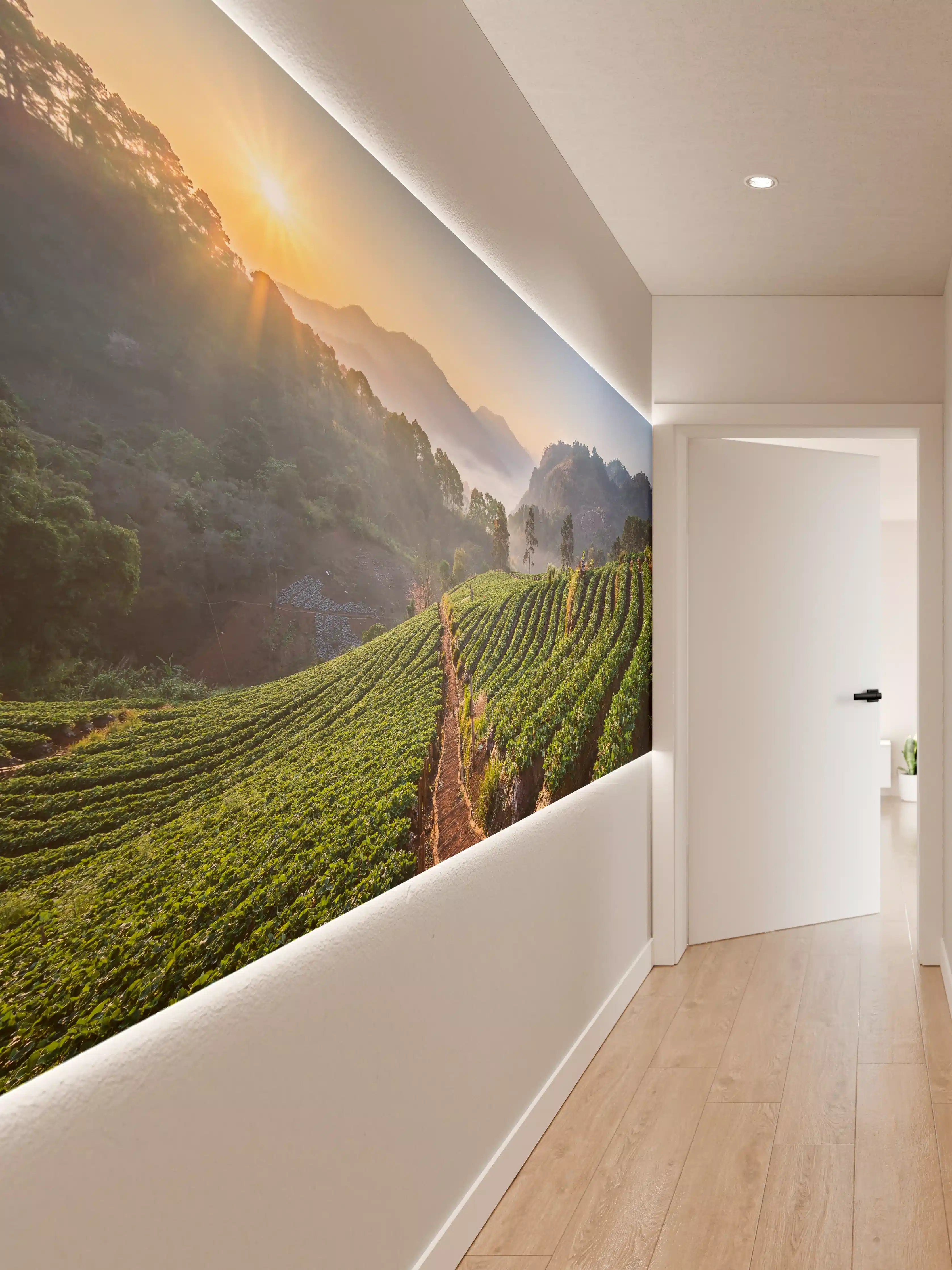 Wandverkleidung Flur - Malerei-Landschaft des Sonnenaufgangs in den Bergen