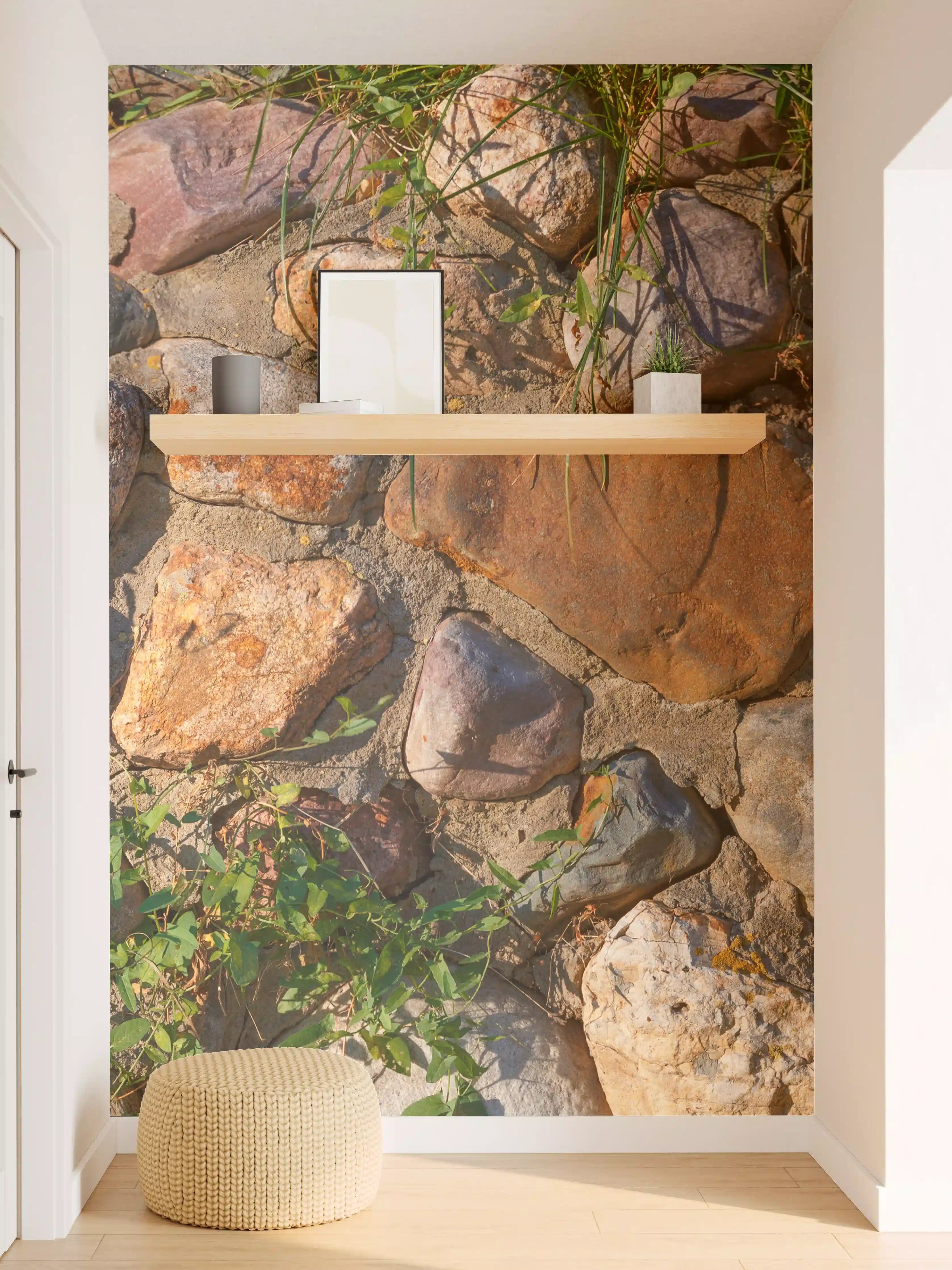 Wandverkleidung Flur - Malerische Steine und Pflanzen