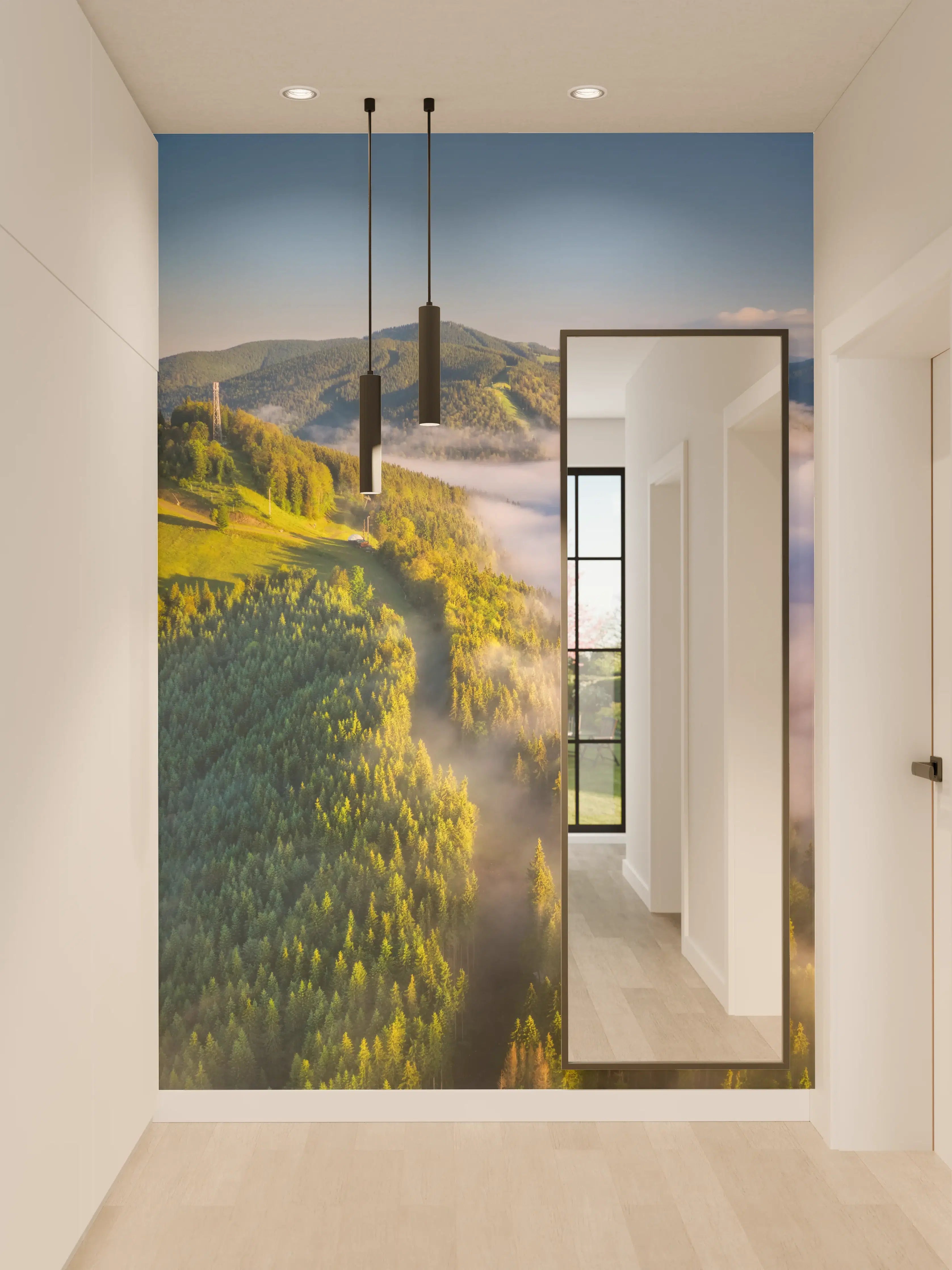 Wandverkleidung Flur - Malerischer Ausblick auf die Berge im Morgenlicht