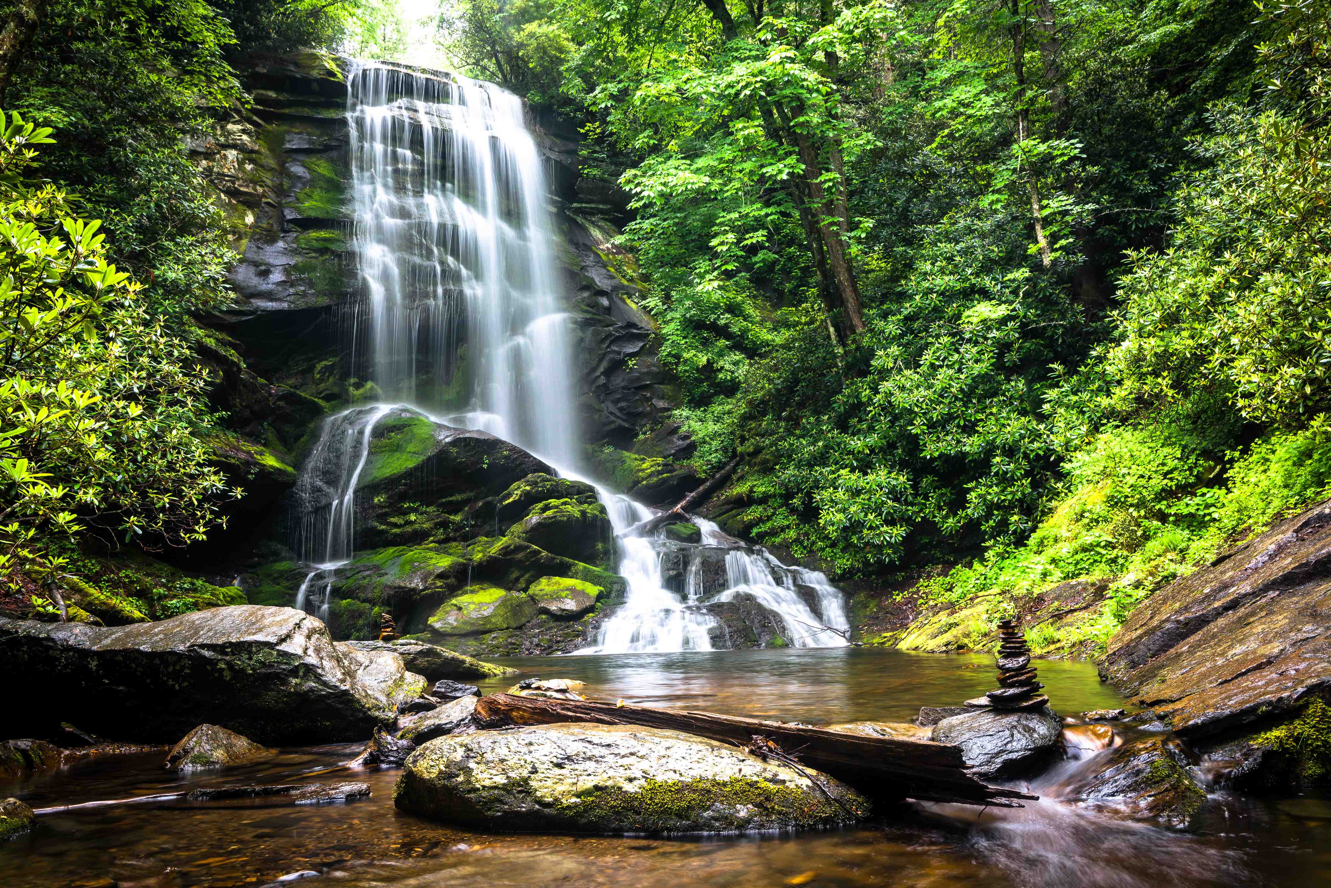 Wandverkleidung Flur-Malownicza Wasserfall im grünen Dschungel