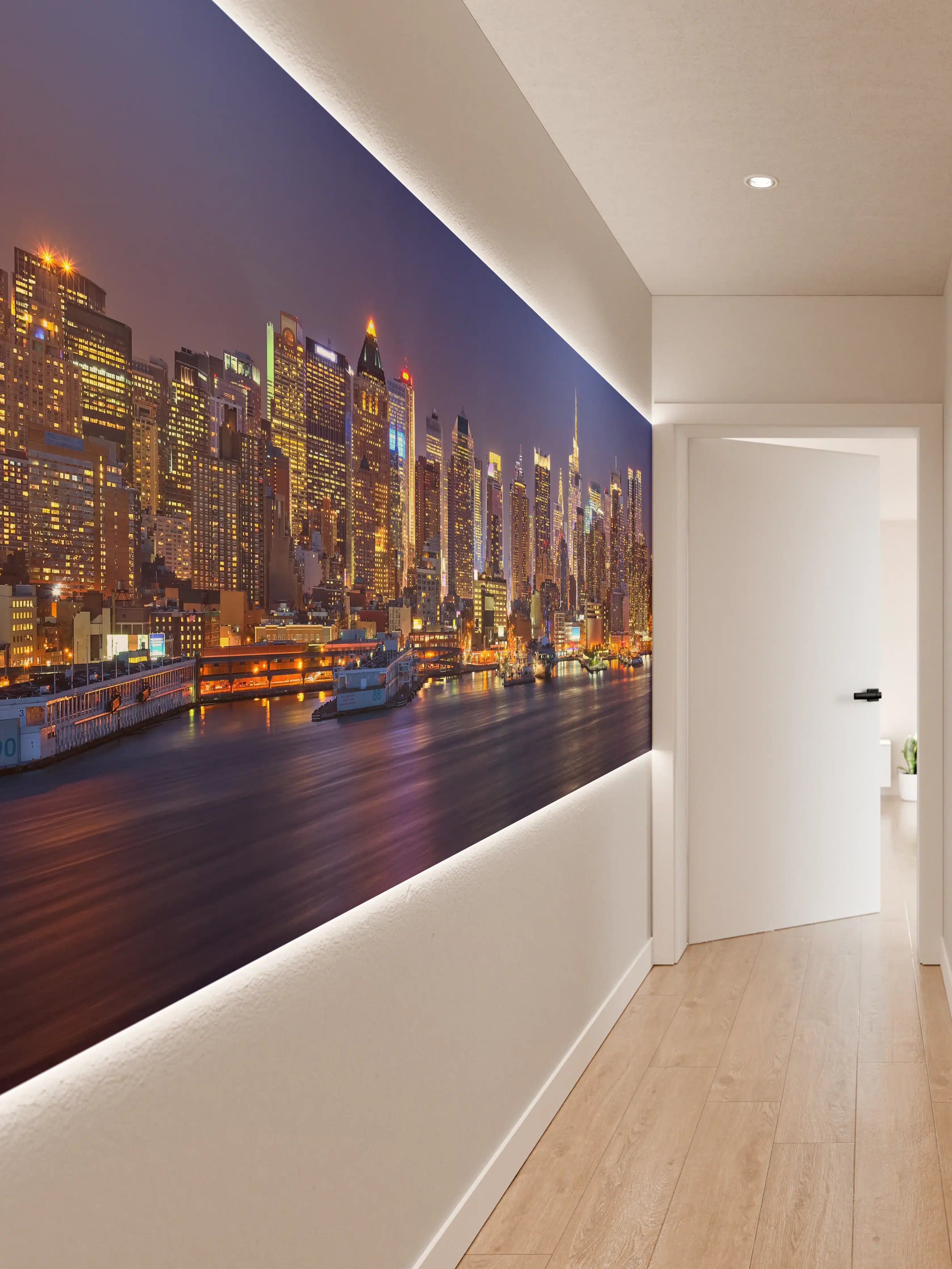 Wandverkleidung Flur - Manhattan Skyline bei Nacht