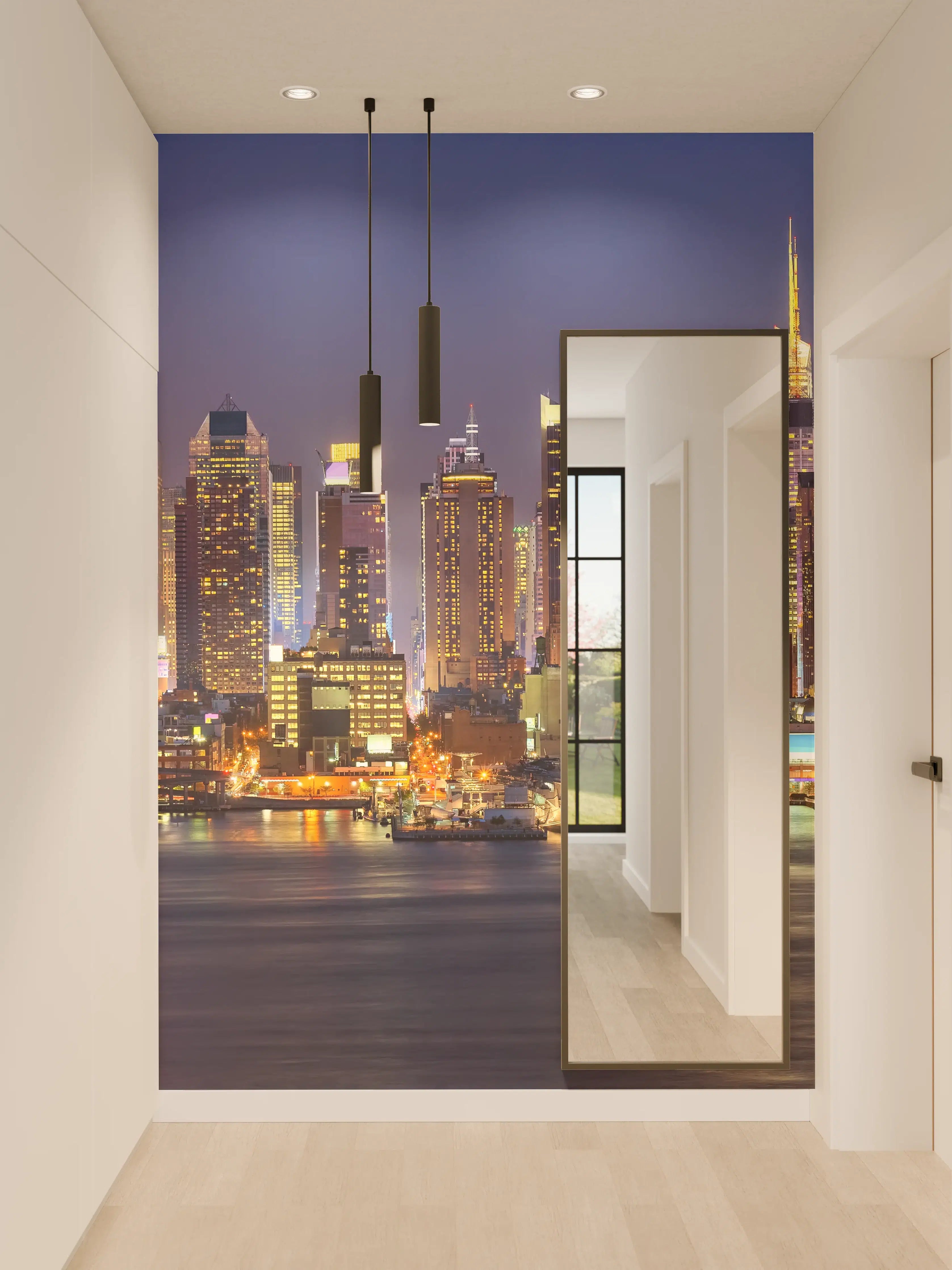 Wandverkleidung Flur - Manhattan Skyline bei Nacht