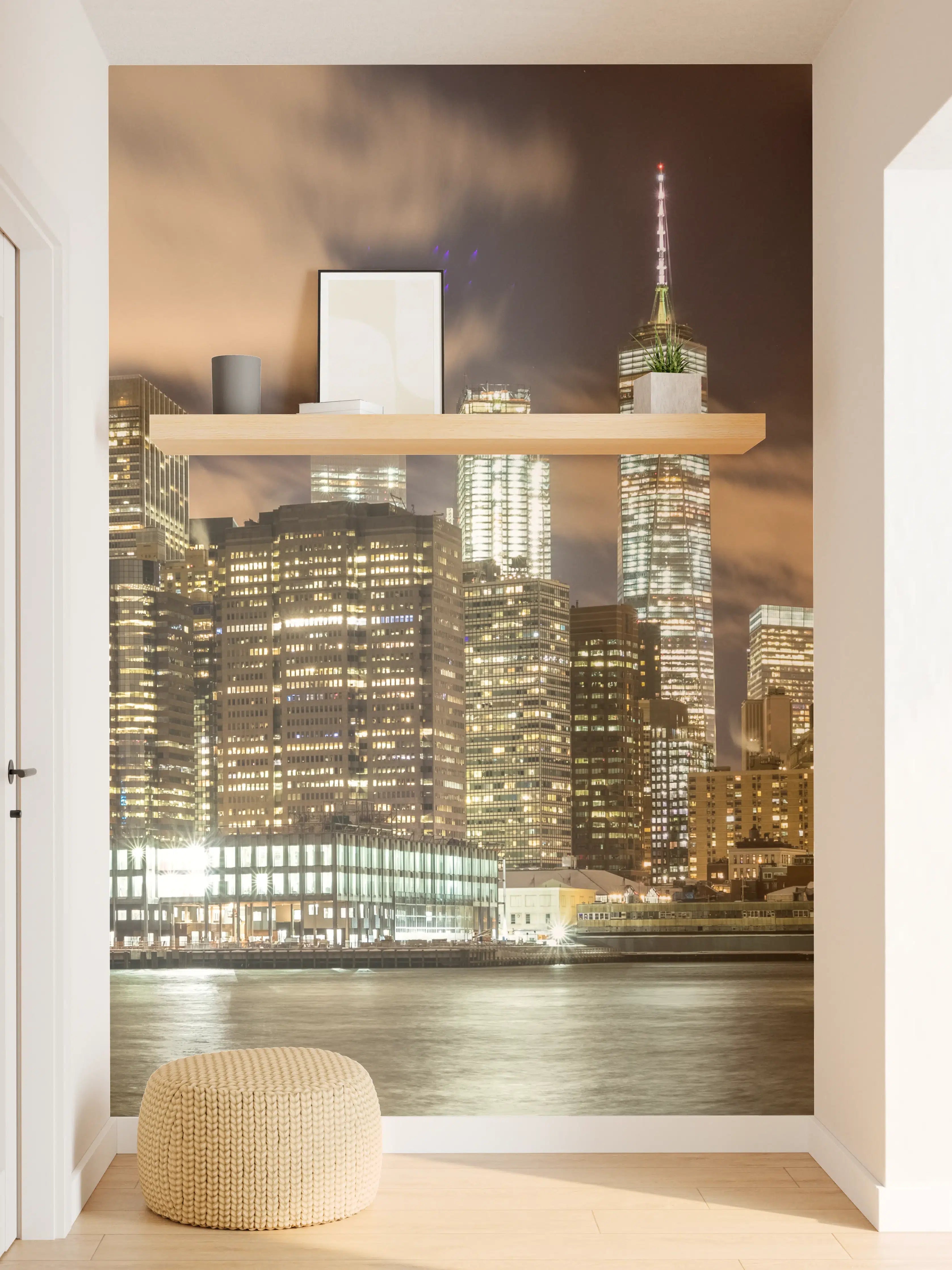 Wandverkleidung Flur - Manhattan Skyline im Glanz der Nacht