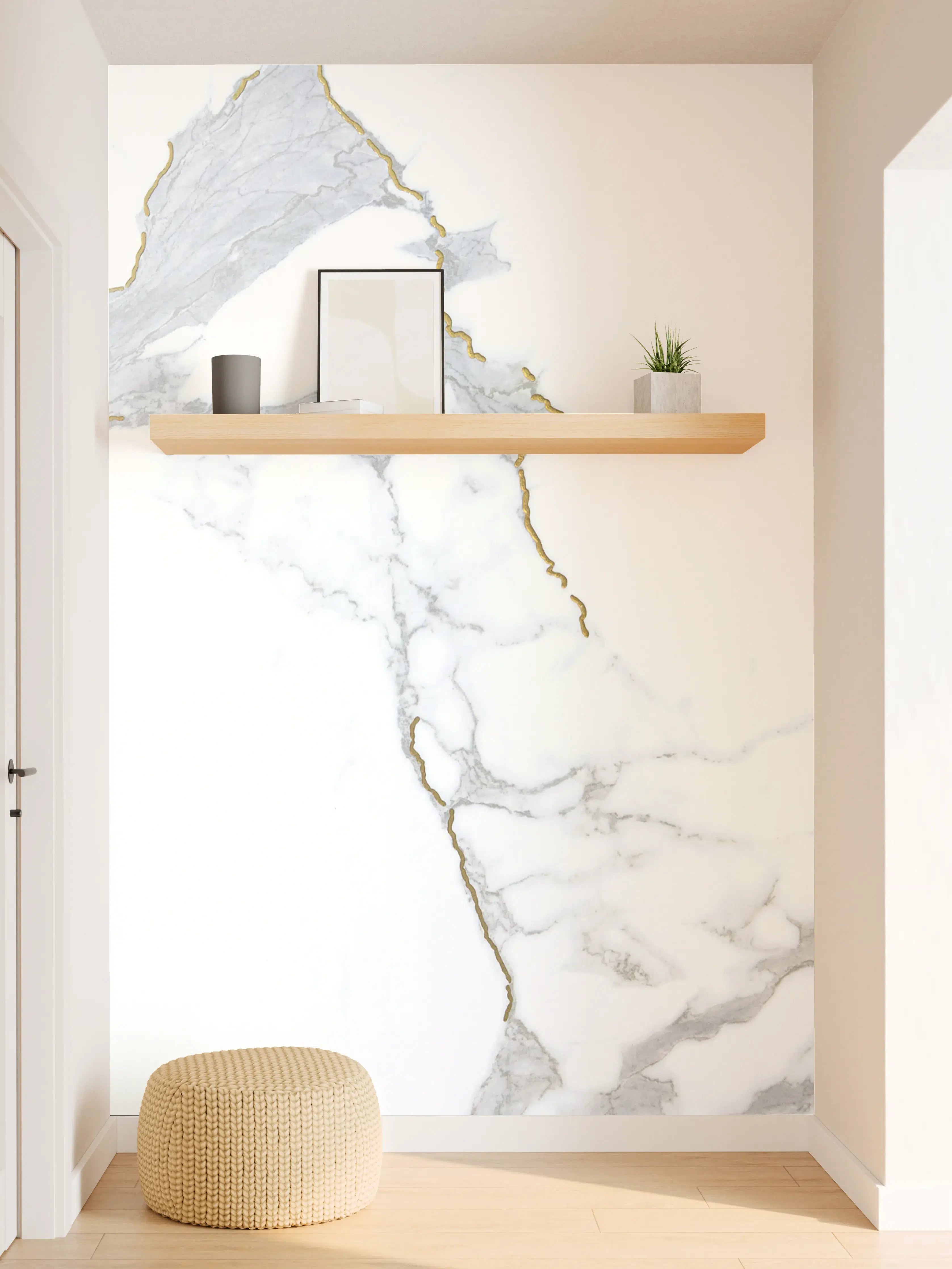 Wandverkleidung Flur - Marble White and Gray Texture