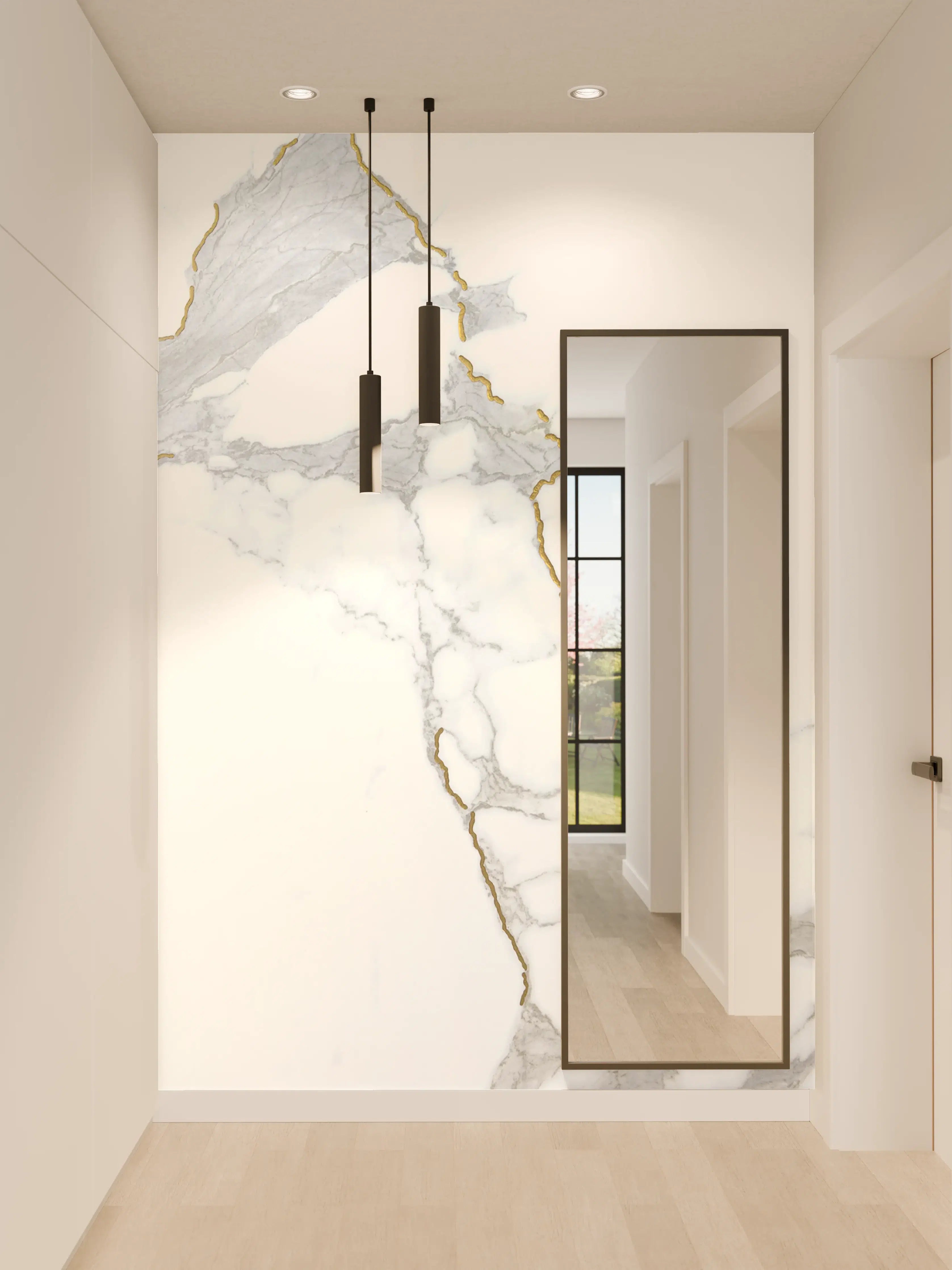 Wandverkleidung Flur - Marble White and Gray Texture