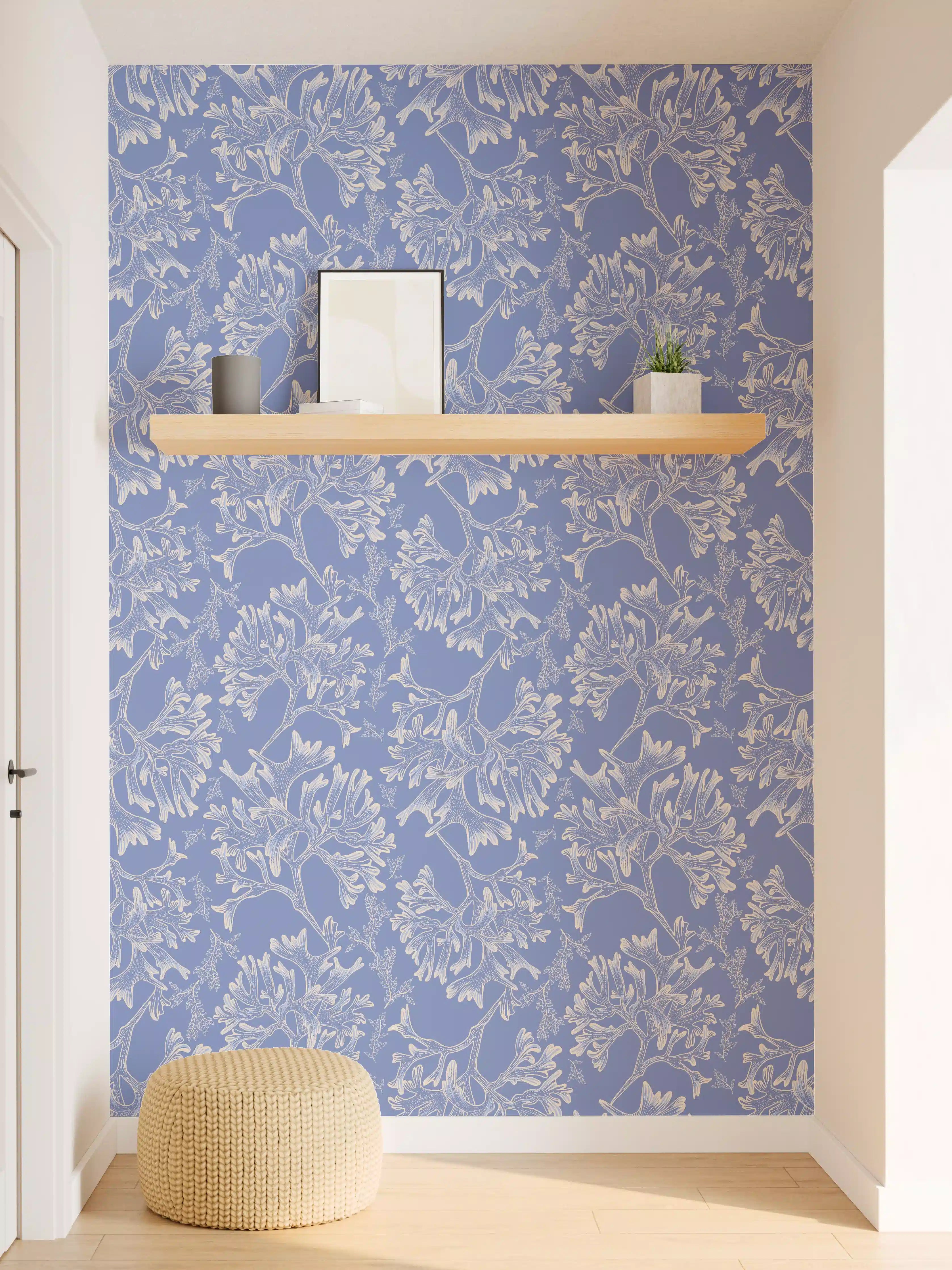 Wandverkleidung Flur - Marineblaues Korallenmuster