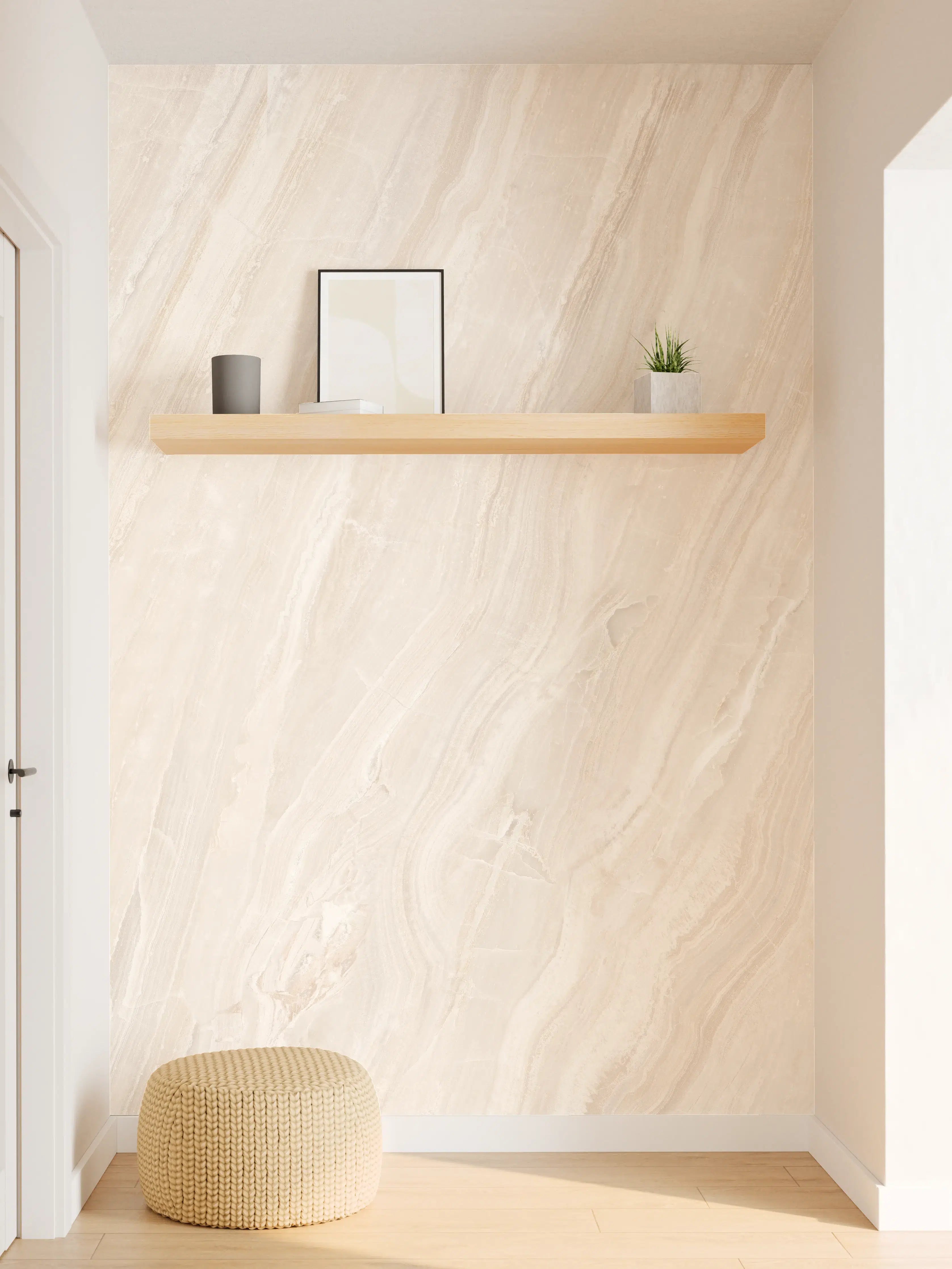 Wandverkleidung Flur - Marmor Creme Travertin Textur