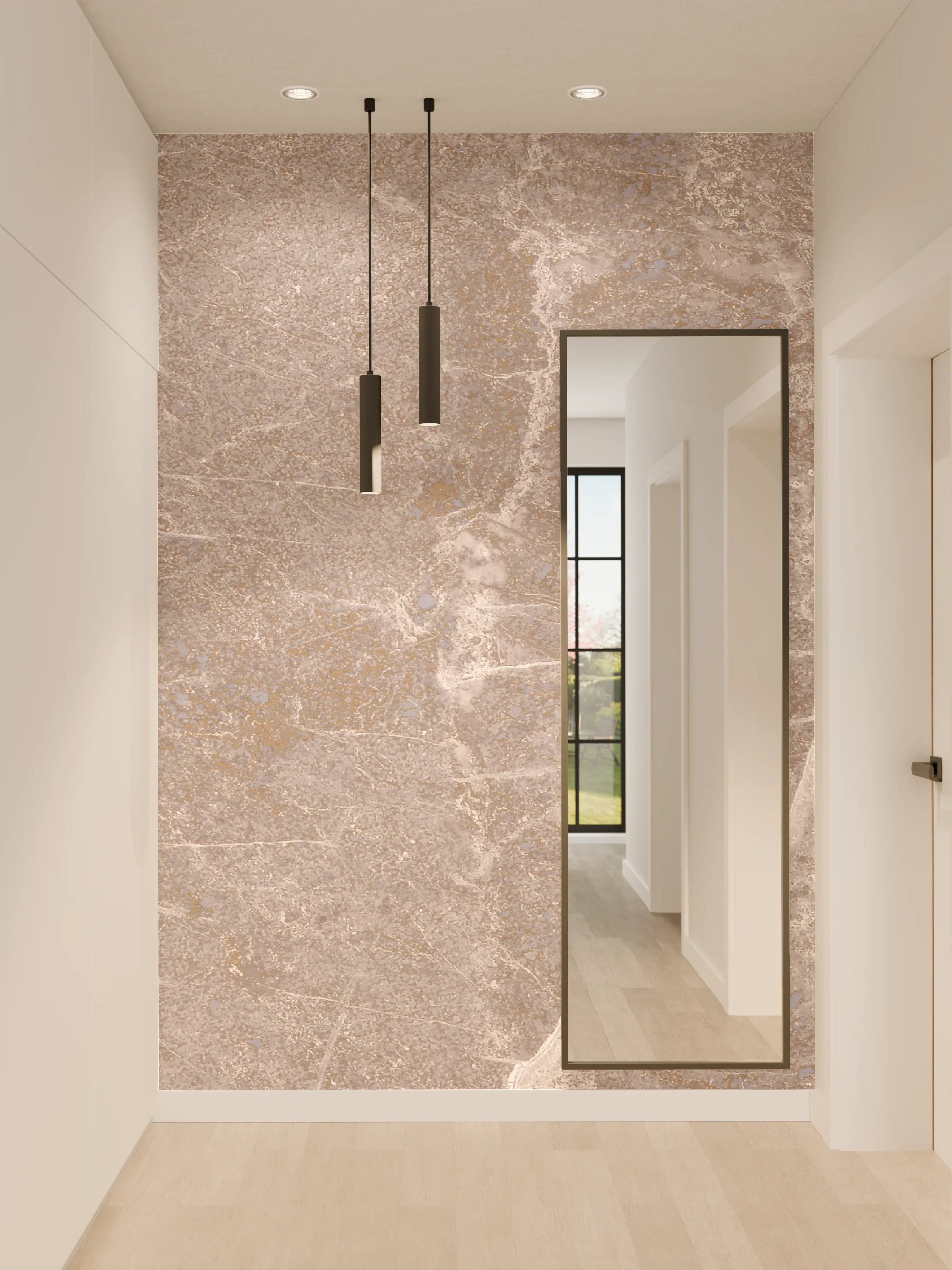 Wandverkleidung Flur - Marmor Textur - Rosa