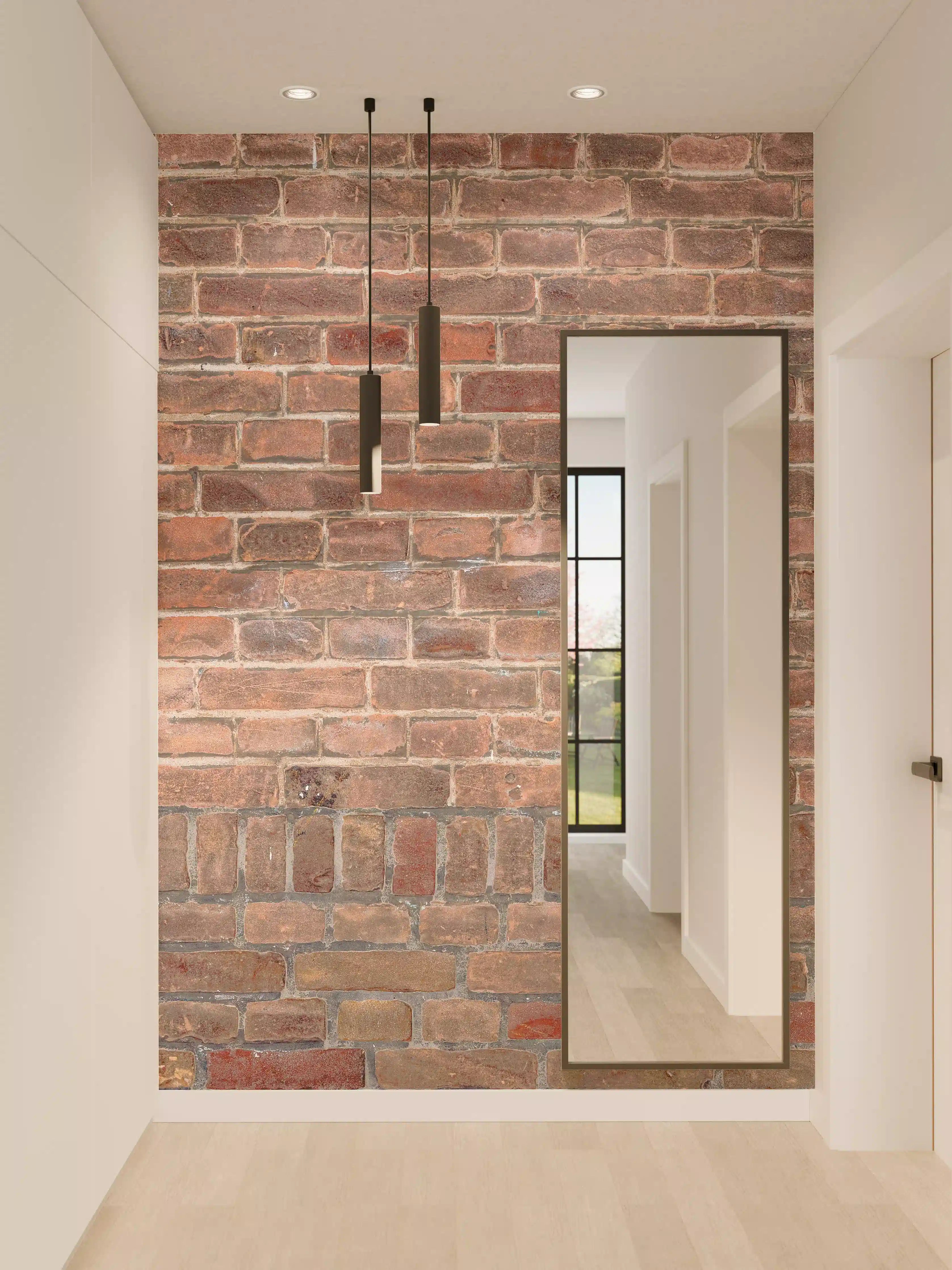 Wandverkleidung Flur - Mauerstruktur aus alten braunen Ziegeln