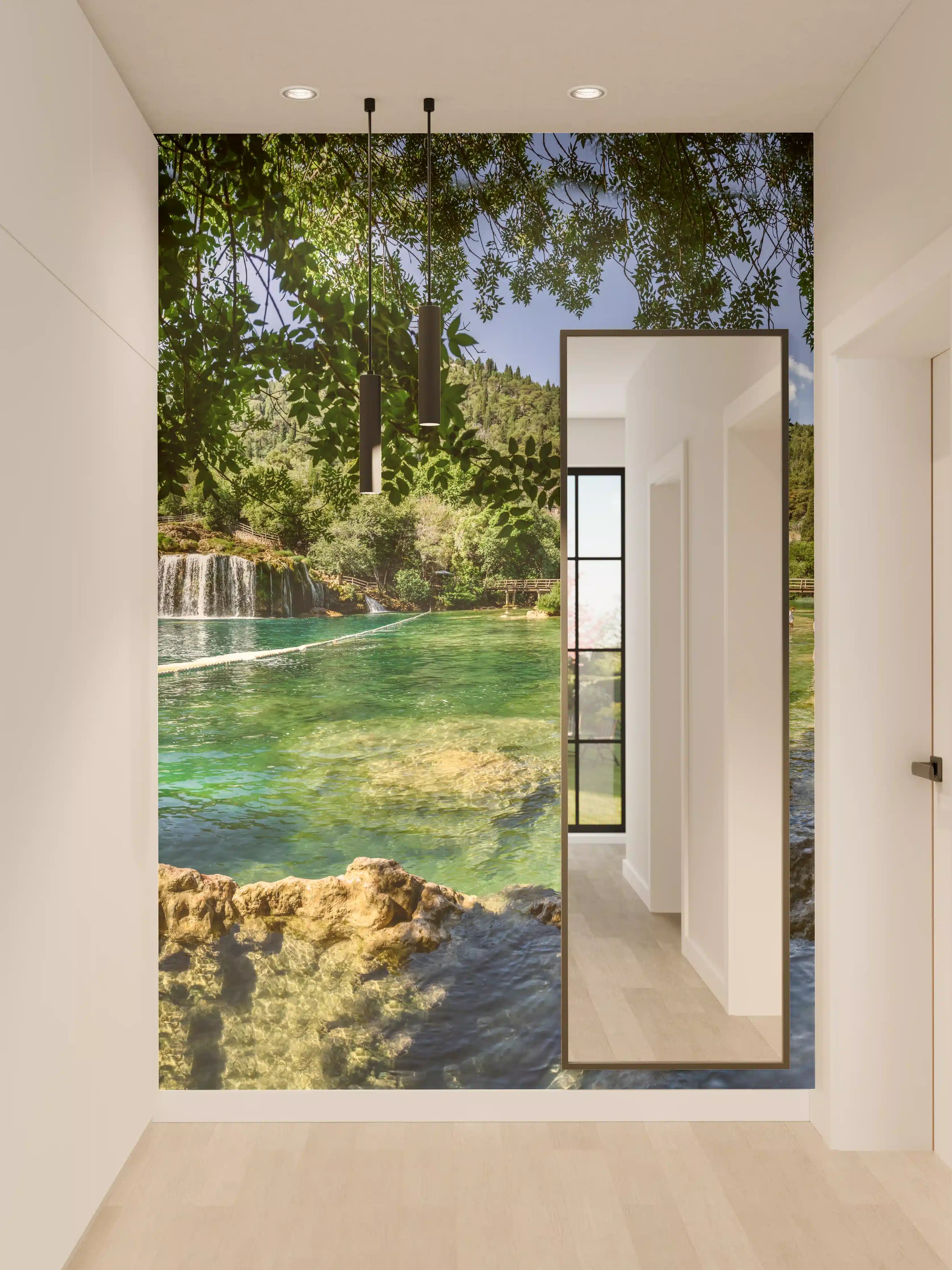 Wandverkleidung Flur - Mediterraner Wasserfall