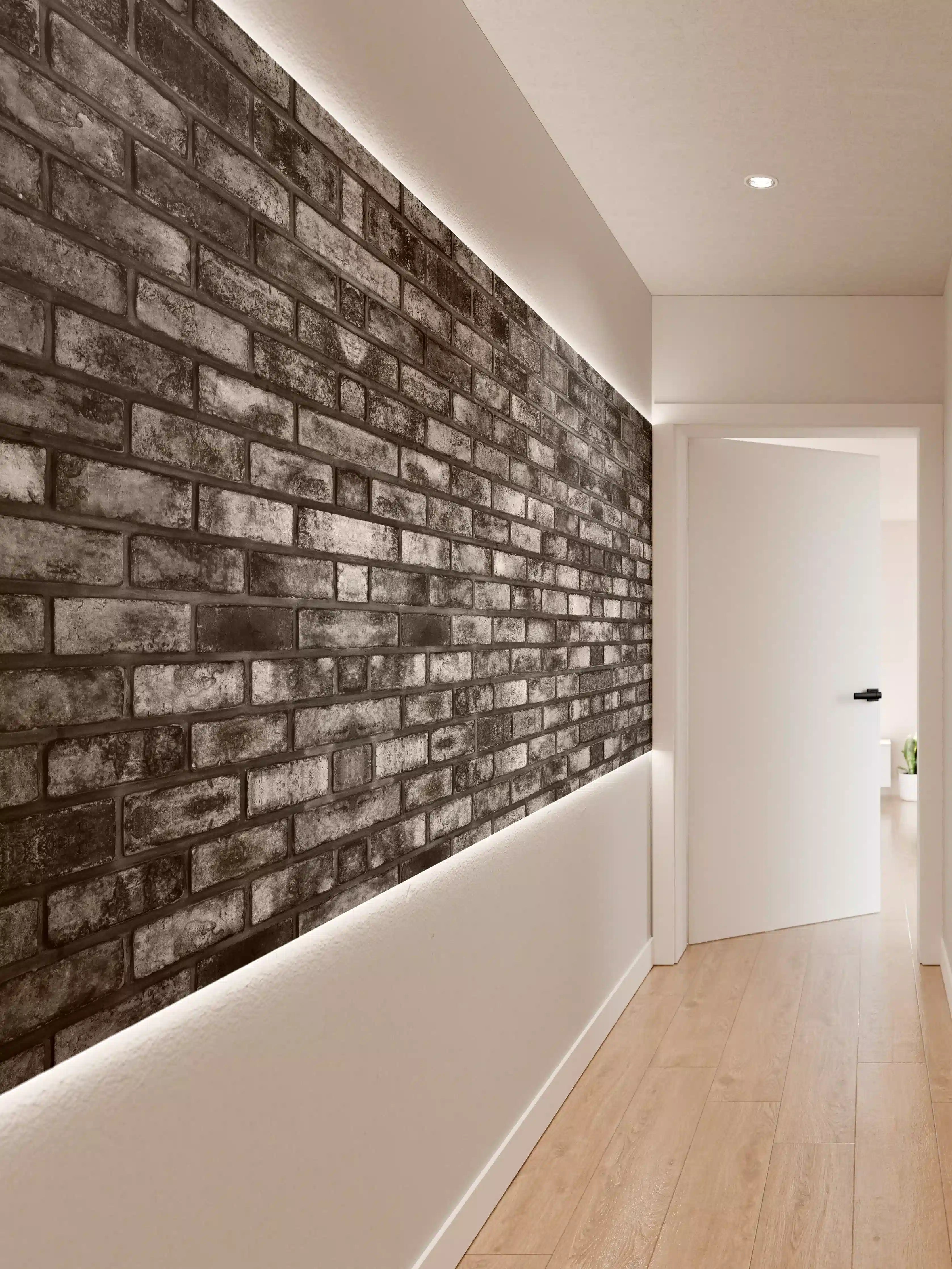 Wandverkleidung Flur - Metallische Steinstruktur