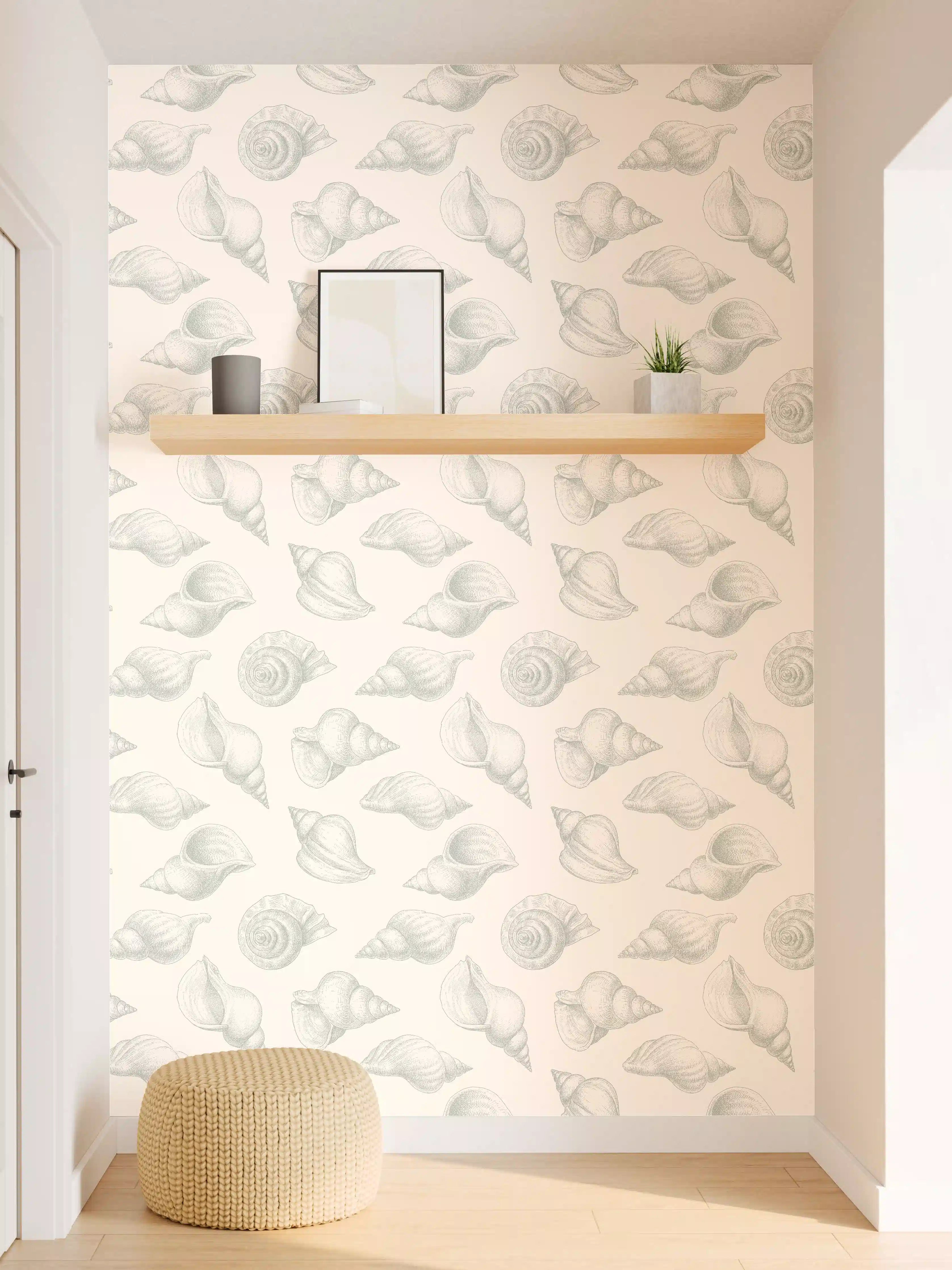 Wandverkleidung Flur - Minimal Muschelmuster Beige-Grau