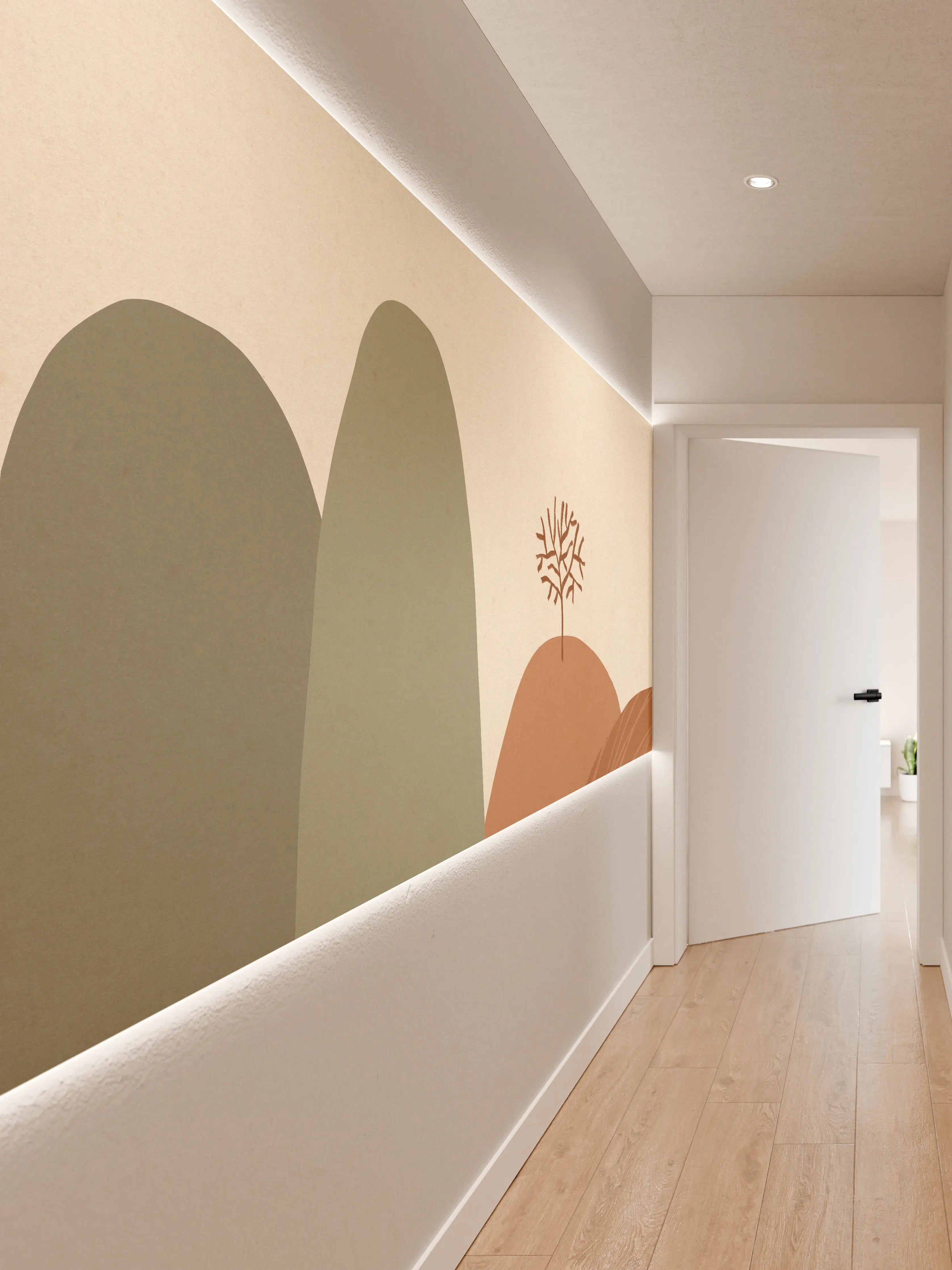Wandverkleidung Flur - Minimalistisches Naturbild in Erdtönen