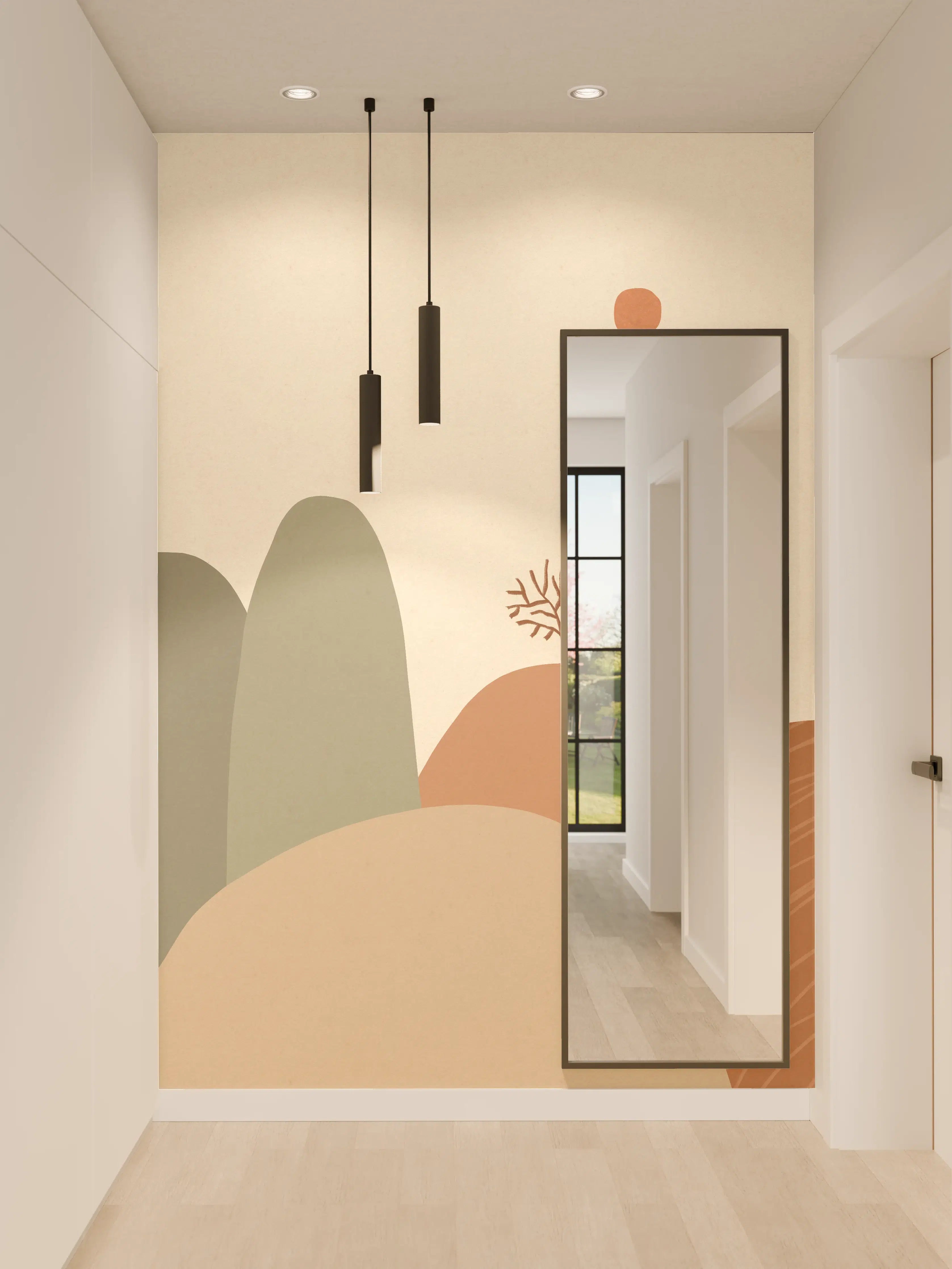 Wandverkleidung Flur - Minimalistisches Naturbild in Erdtönen