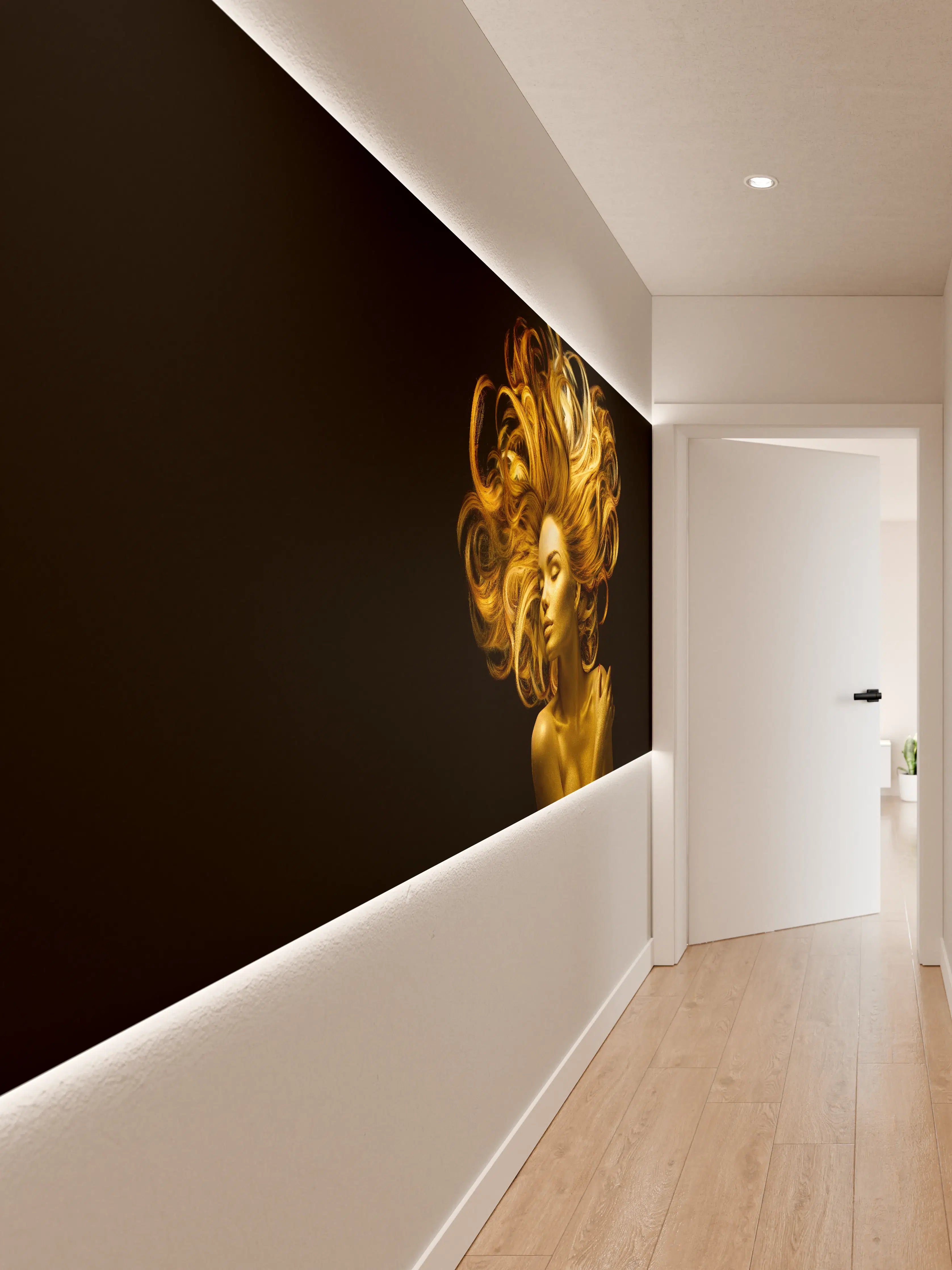 Wandverkleidung Flur - Model in Gold