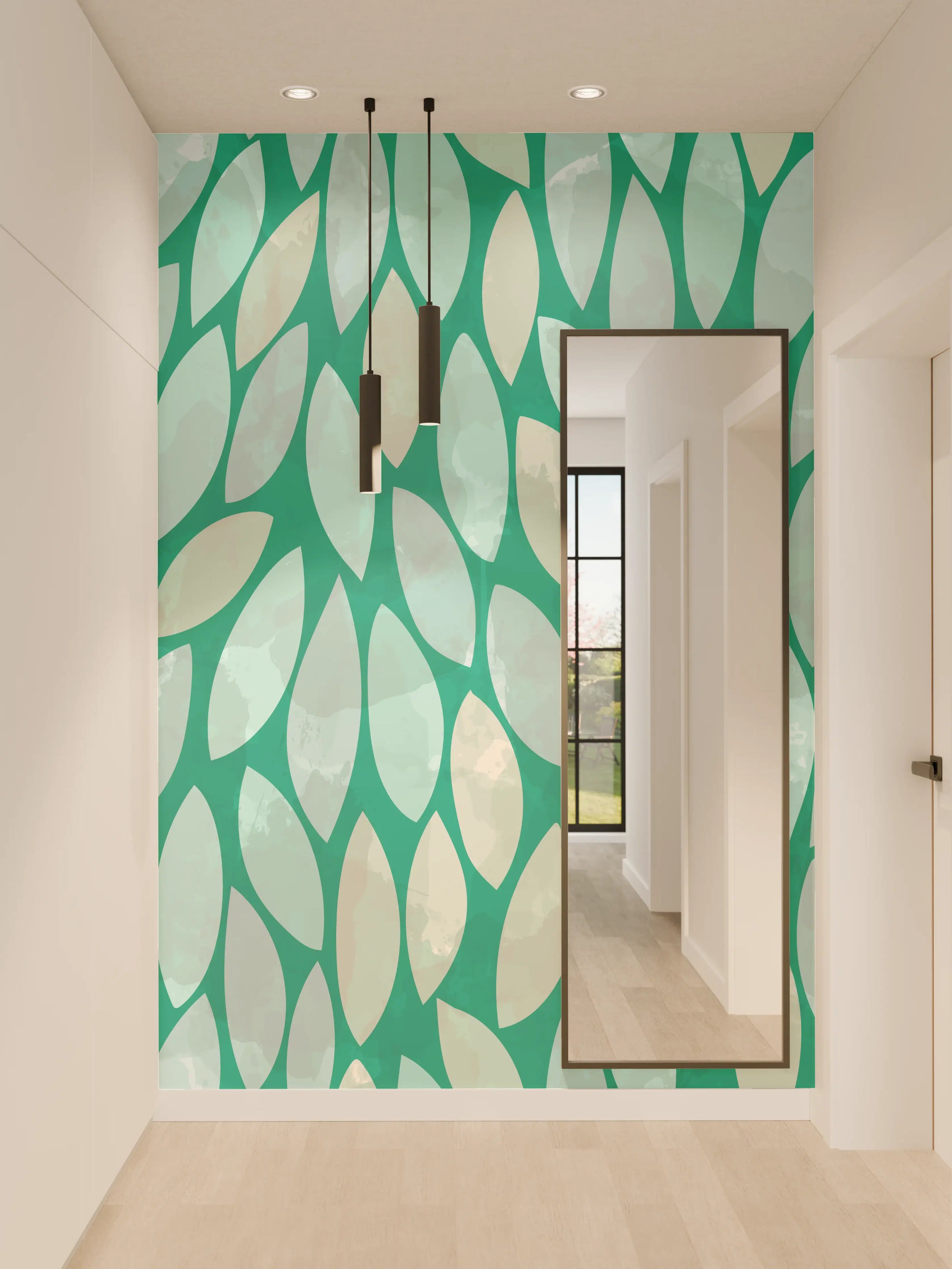 Wandverkleidung Flur - Moderne Blättermuster Wandgestaltung