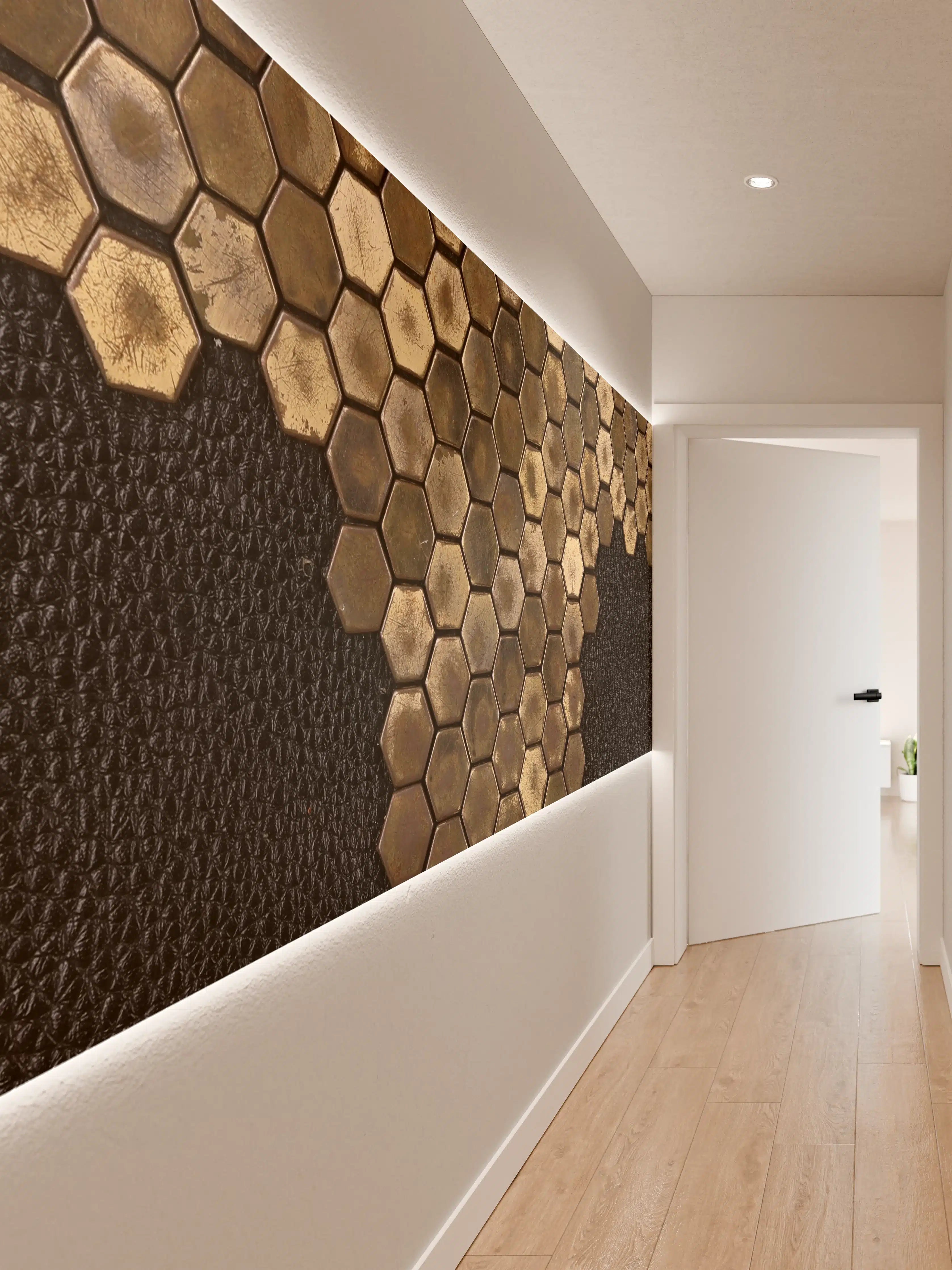 Wandverkleidung Flur - Moderne Fliesen mit Hexagon-Design