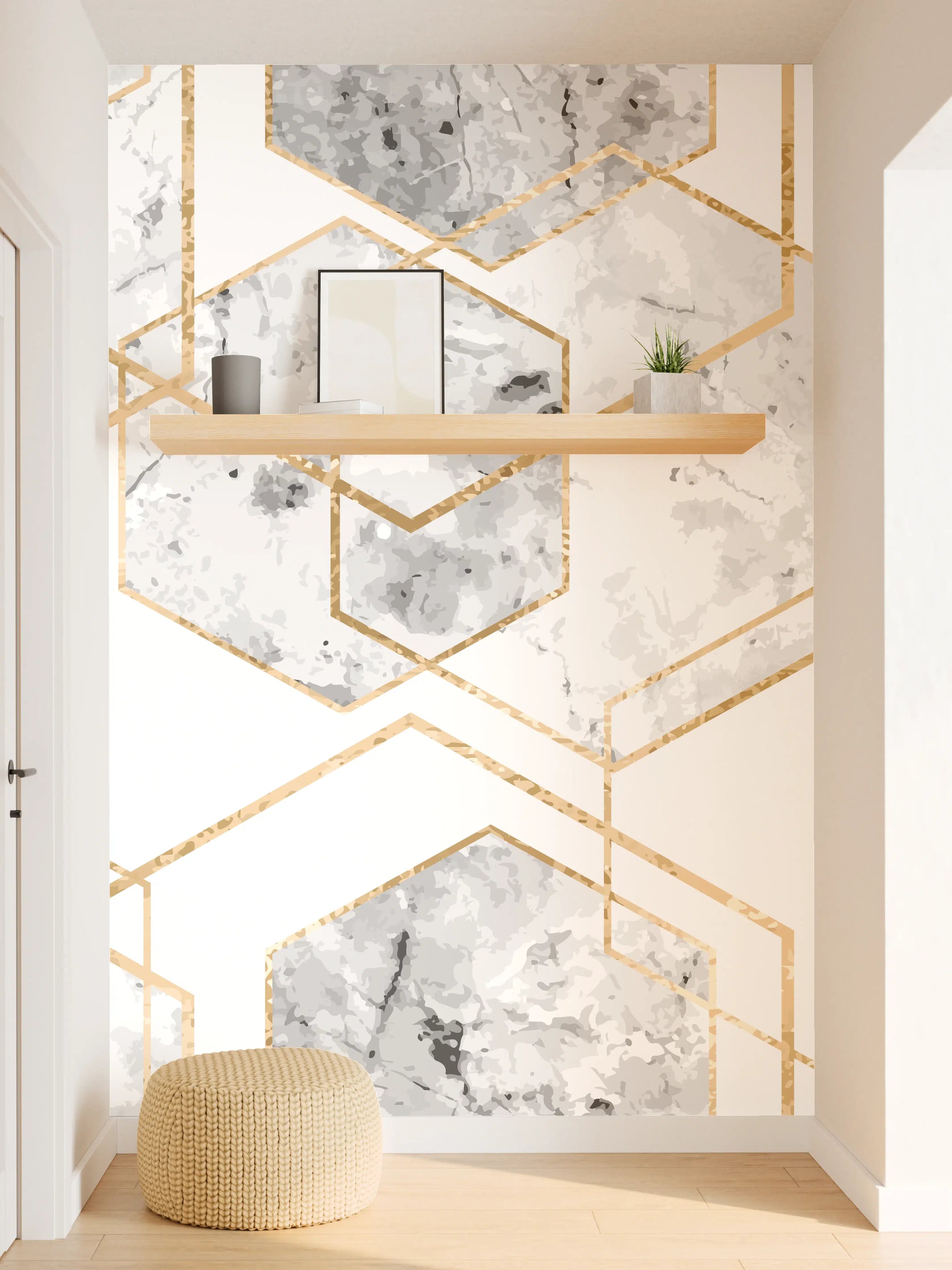 Wandverkleidung Flur - Moderne Fliesen mit goldenen Akzenten