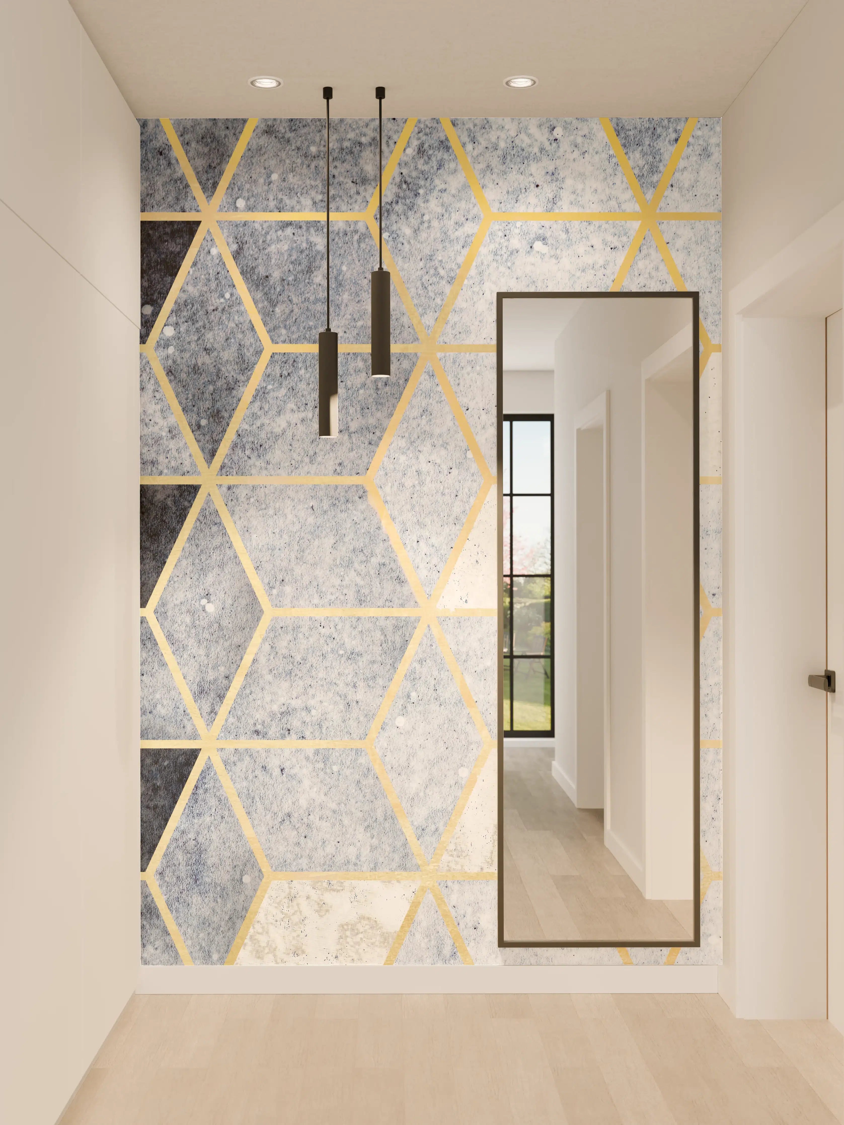 Wandverkleidung Flur - Moderne Gold- und Antarctic-Design