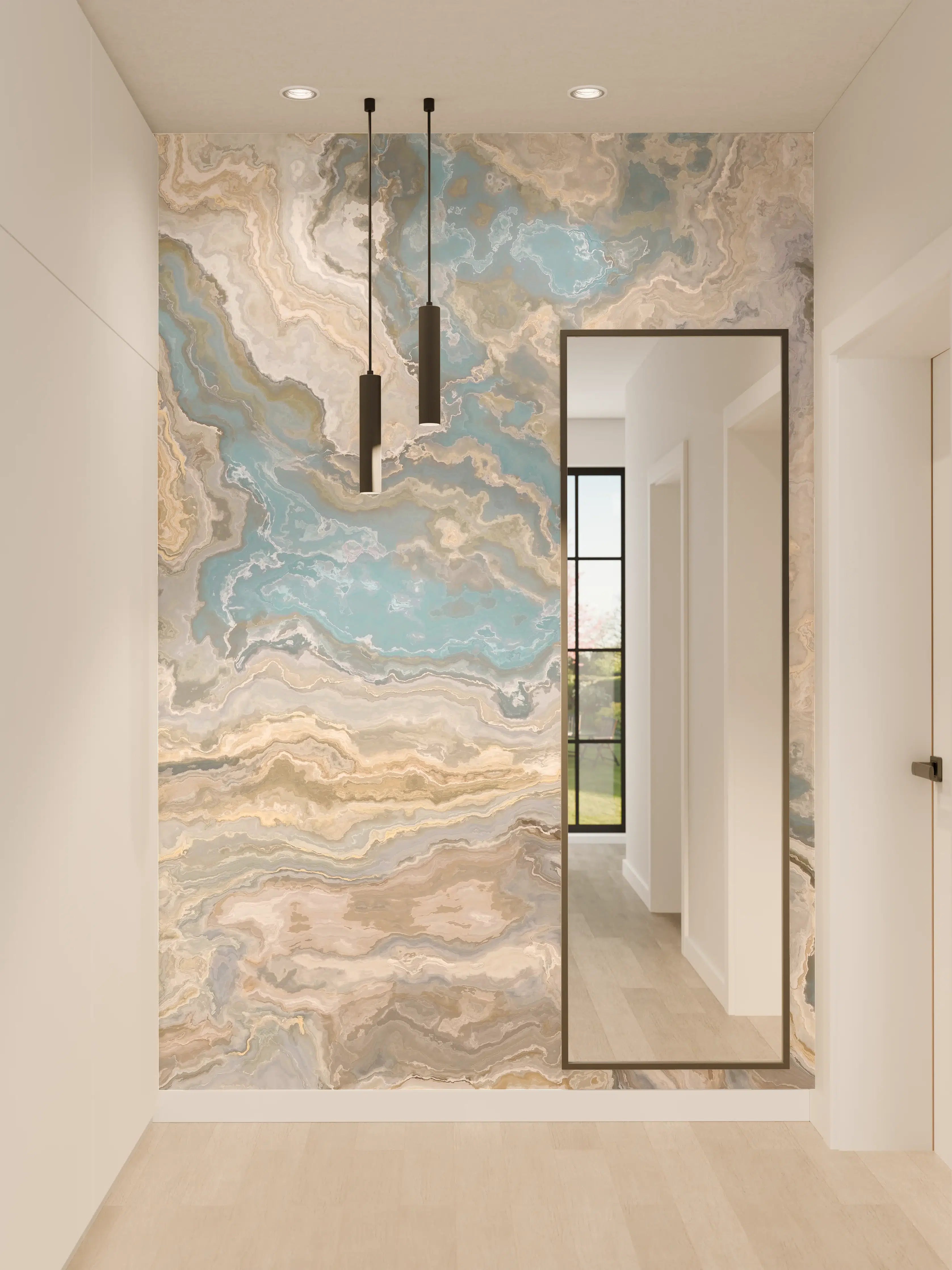 Wandverkleidung Flur - Moderne Marmor Optik Wandgestaltung