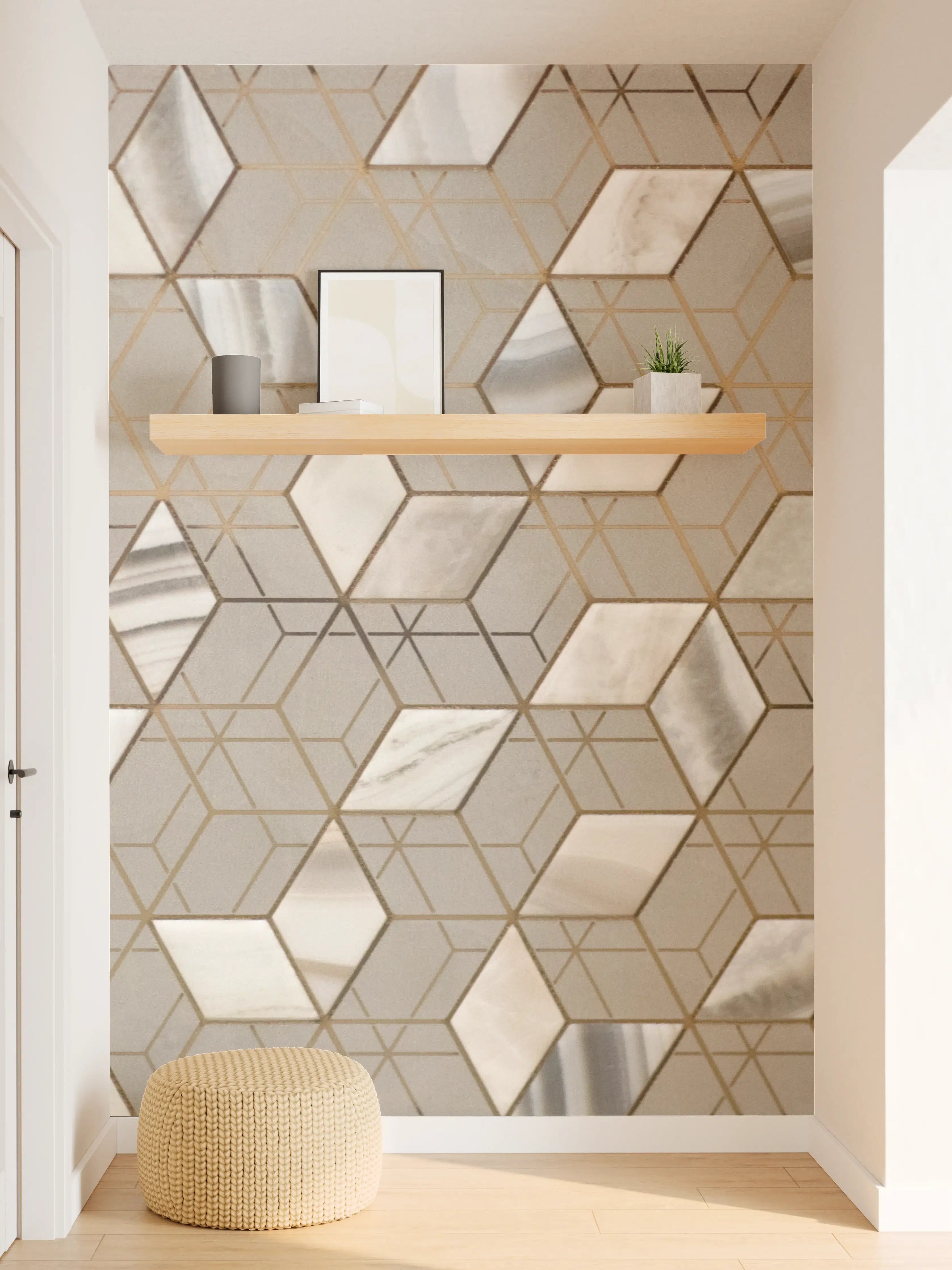 Wandverkleidung Flur - Moderne Mosaikfliesen im neutralen Design