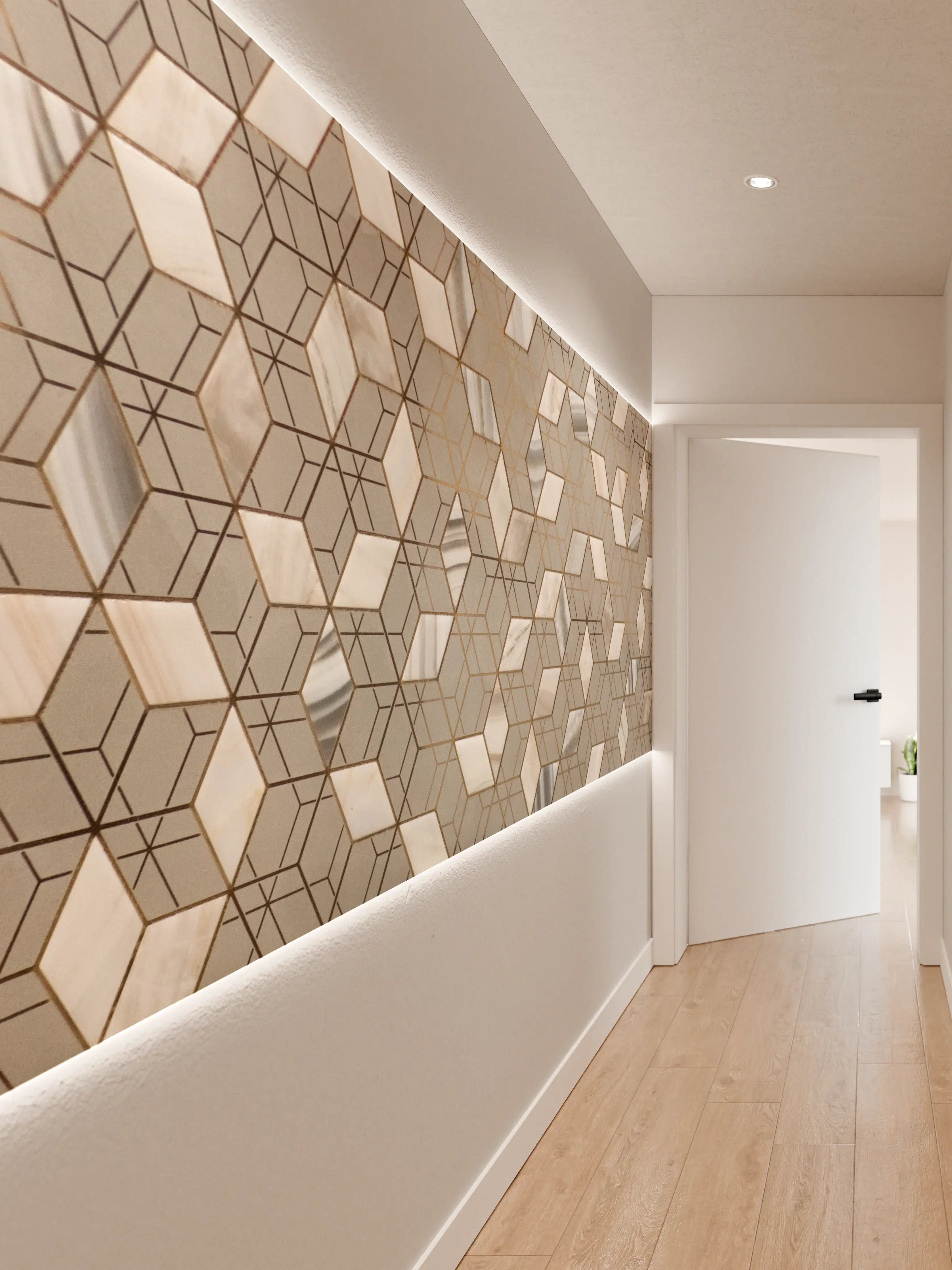 Wandverkleidung Flur - Moderne Mosaikfliesen im neutralen Design
