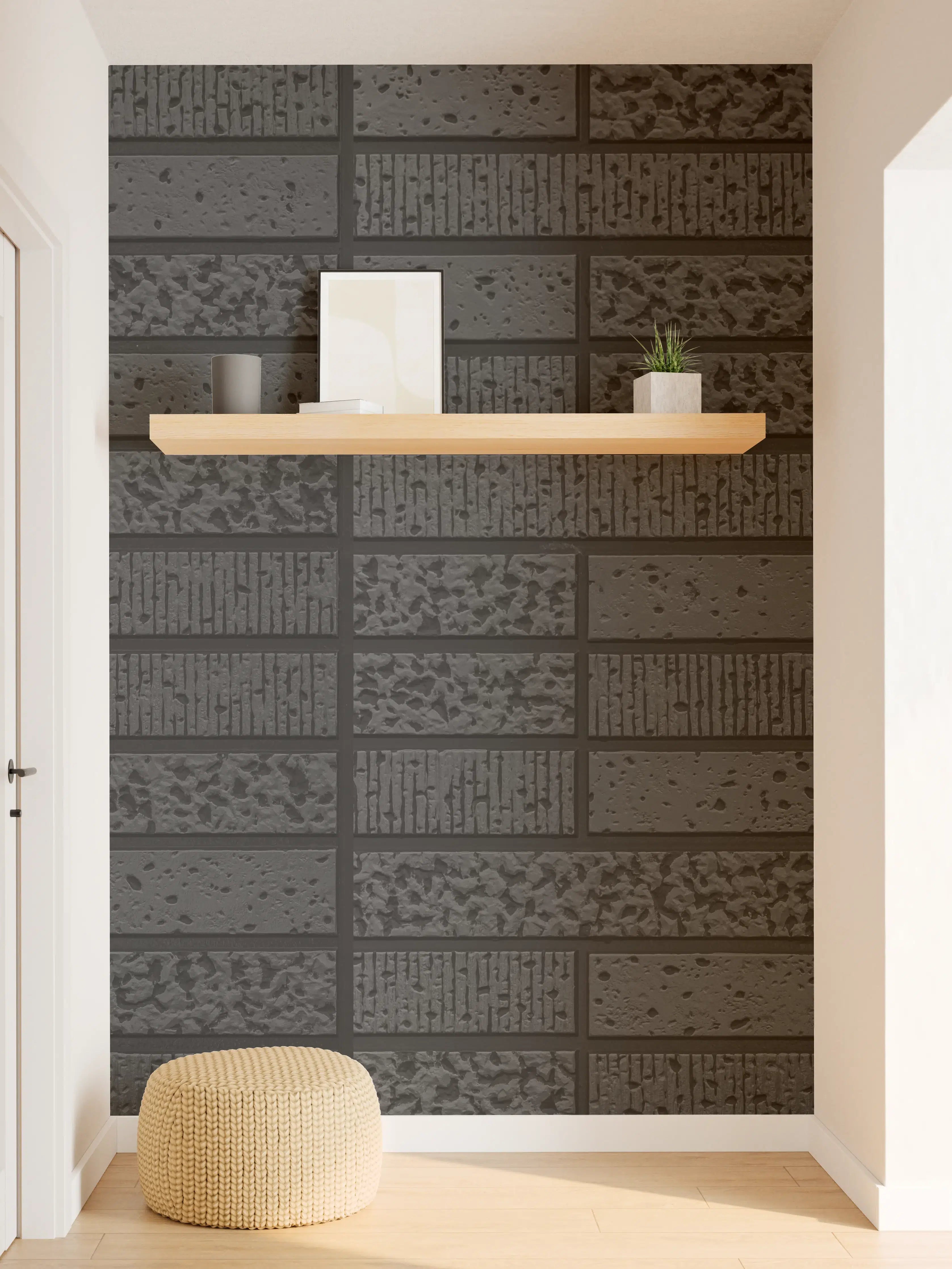 Wandverkleidung Flur - Moderne Schwarze Ziegelwand