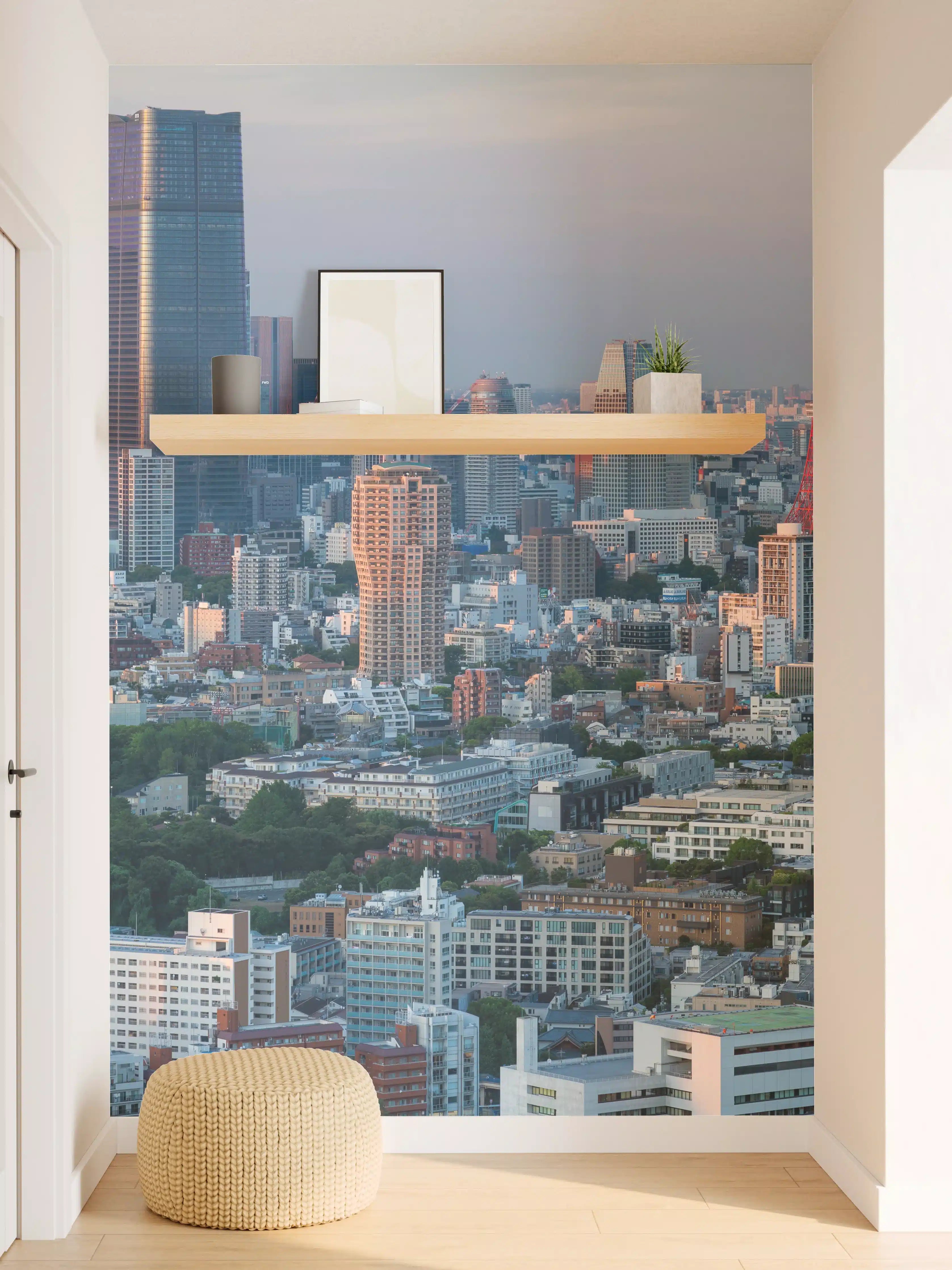 Wandverkleidung Flur - Moderne Skyline von Tokio bei Sonnenuntergang