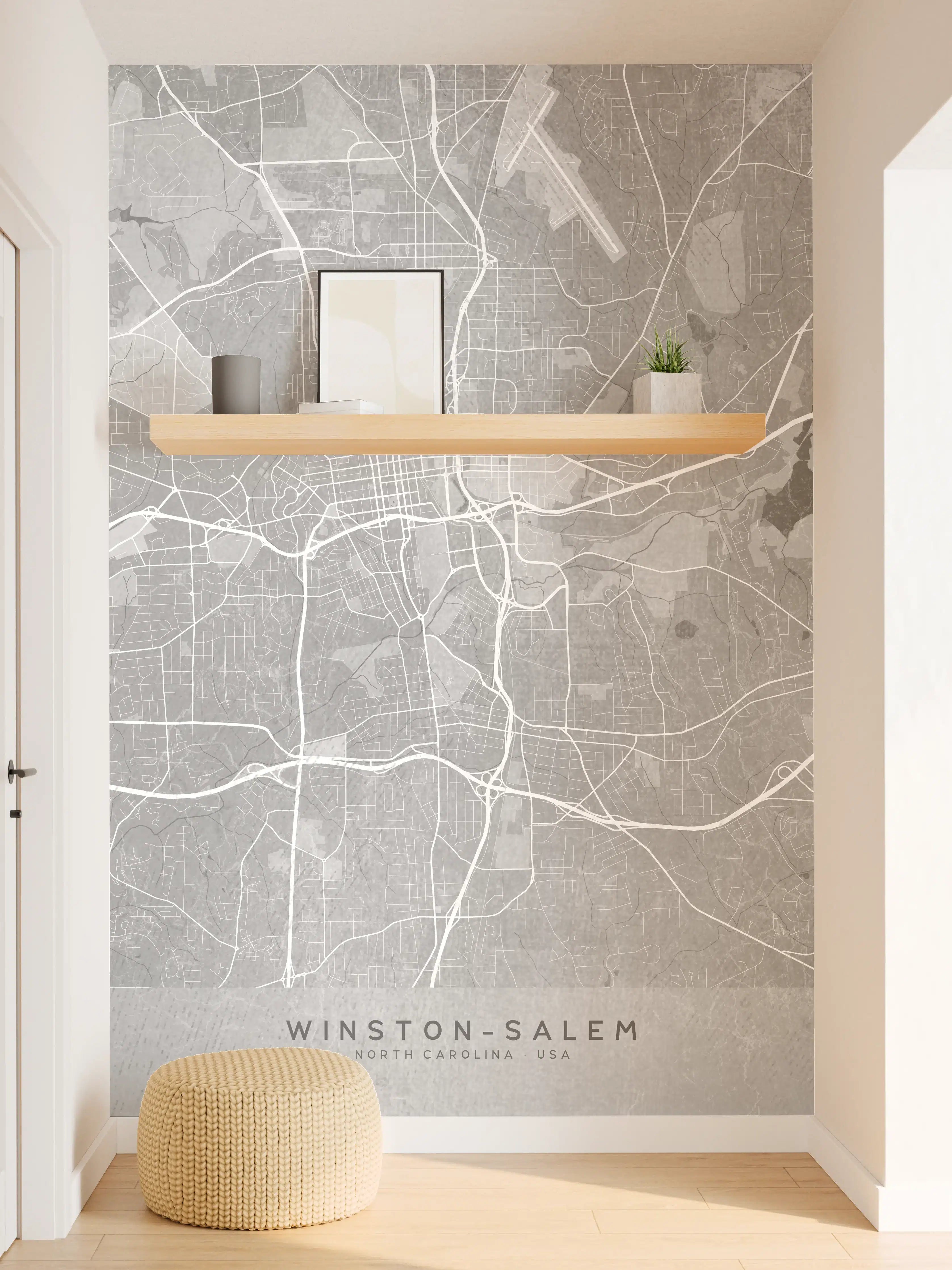 Wandverkleidung Flur - Moderne Stadtkarte in Grautönen