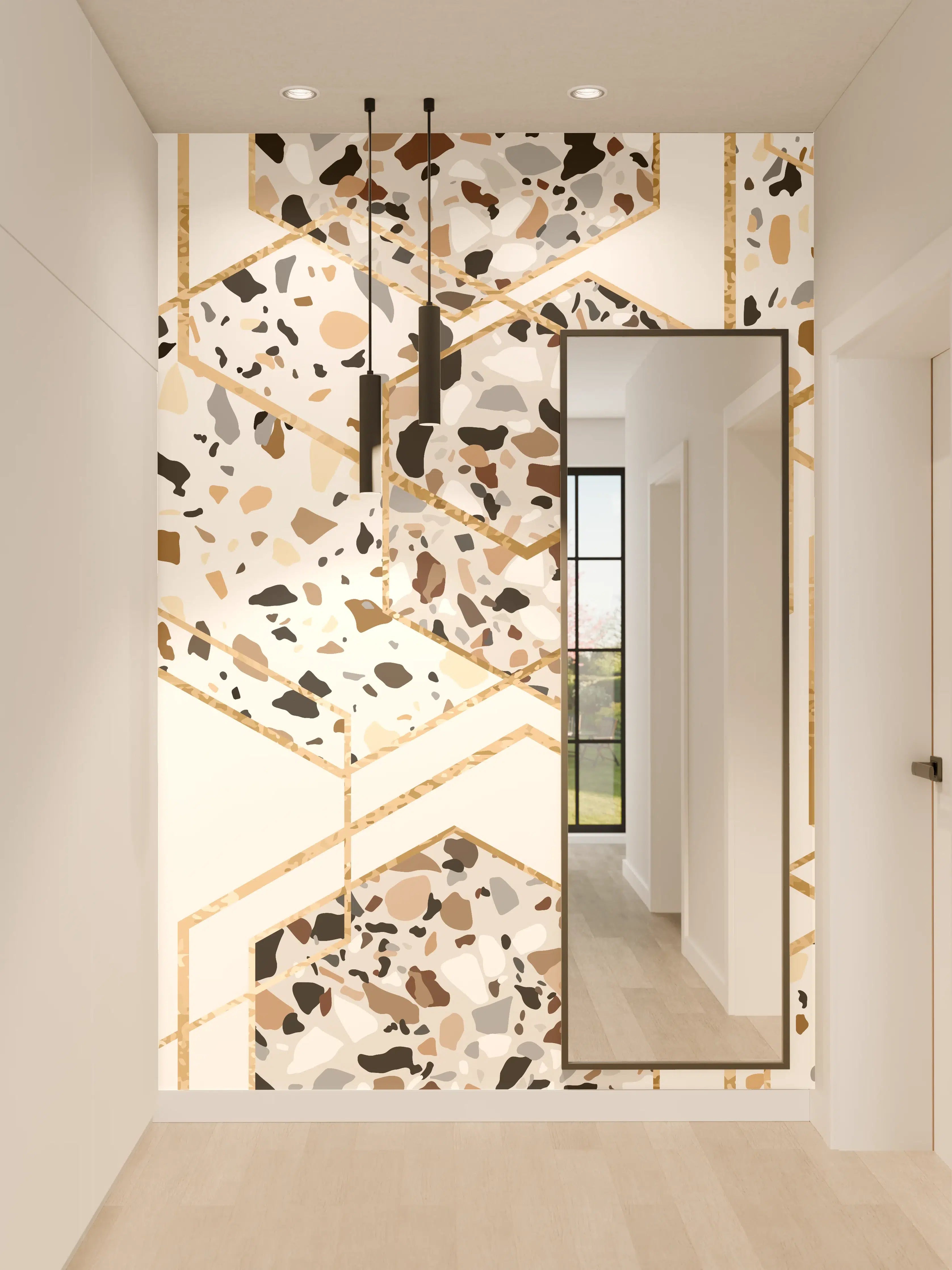 Wandverkleidung Flur - Moderne Terrazzo-Optik Wandgestaltung