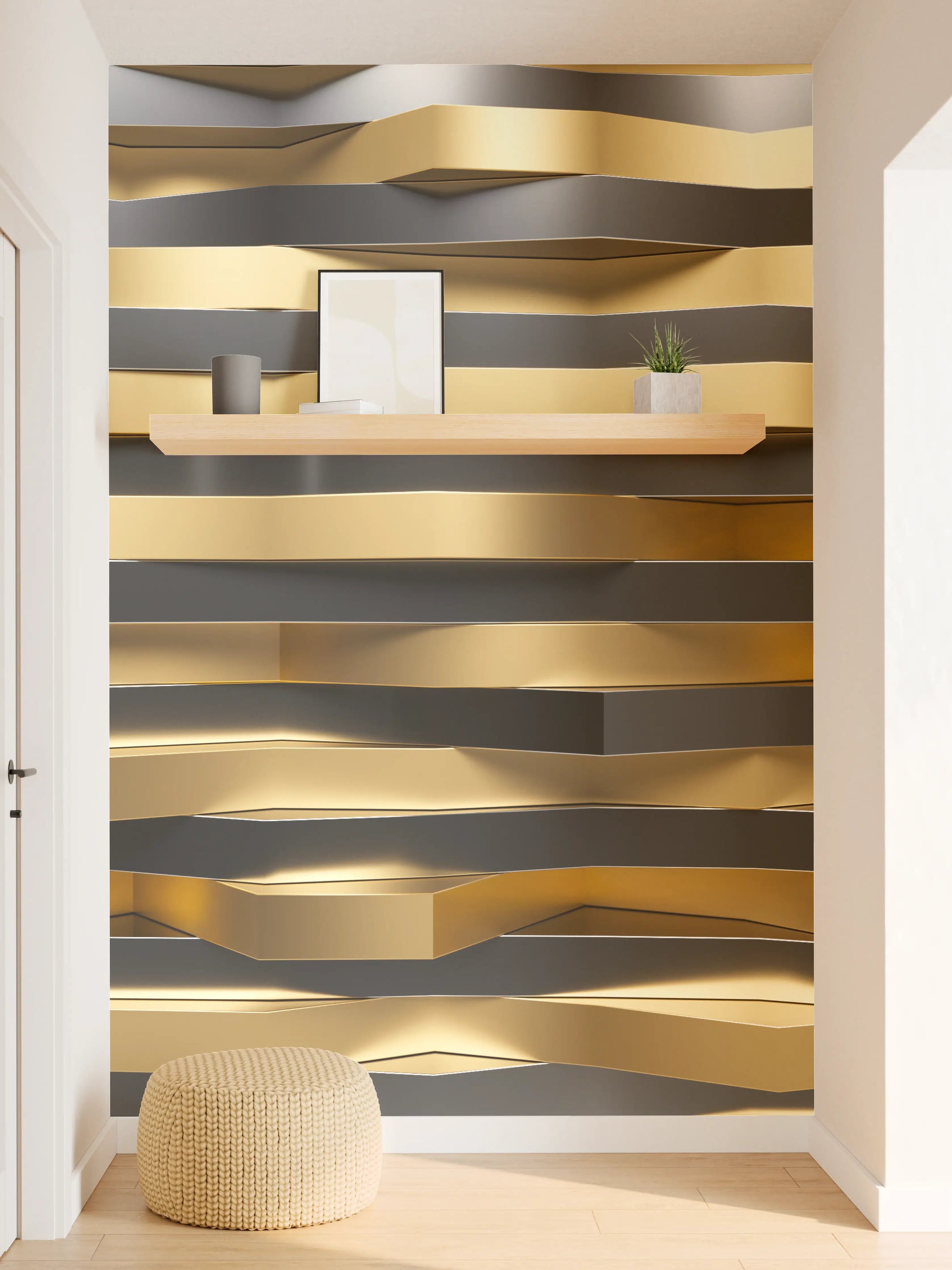 Wandverkleidung Flur - Moderne Wanddekoration mit goldenen Akzenten