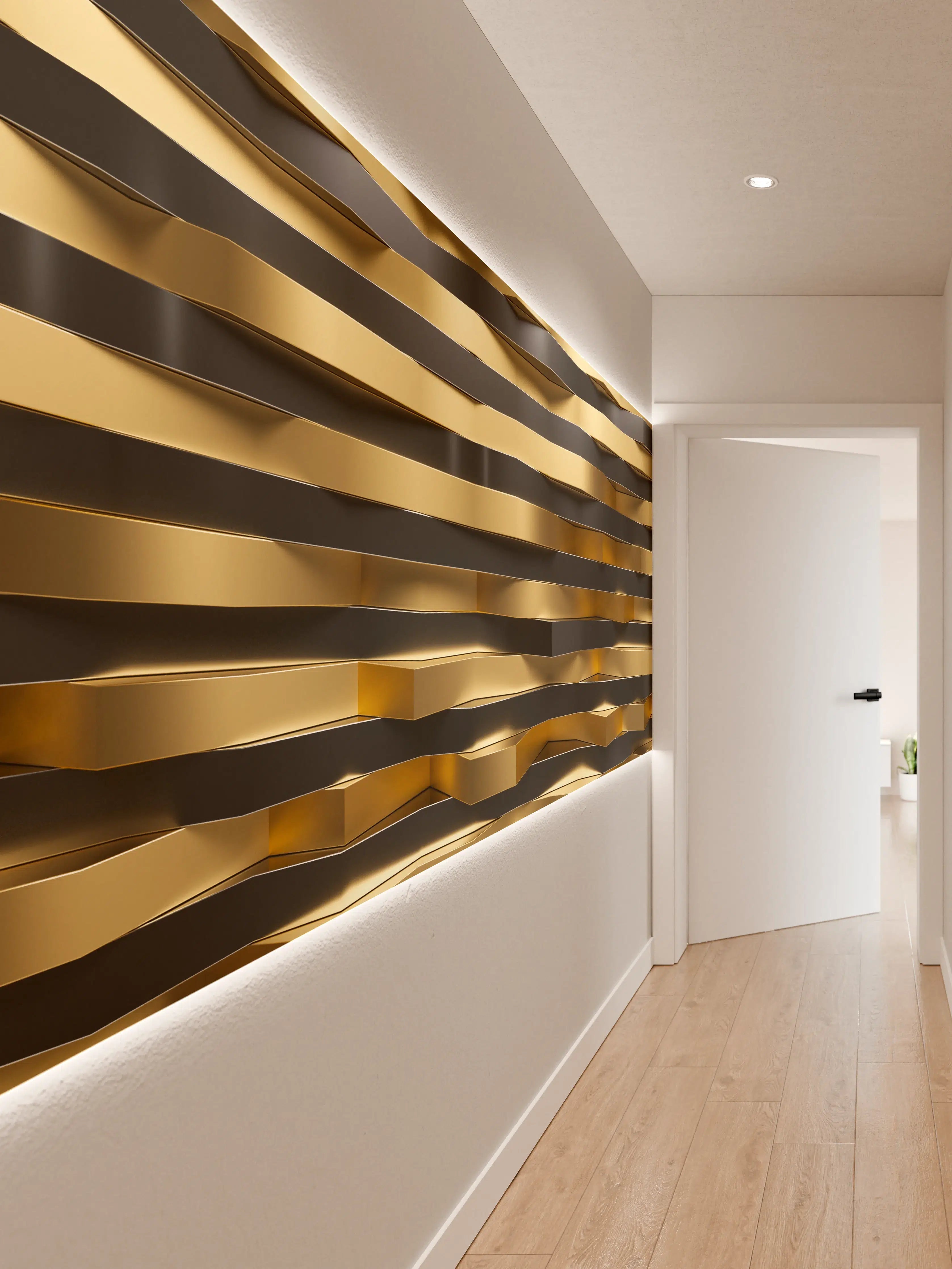 Wandverkleidung Flur - Moderne Wanddekoration mit goldenen Akzenten