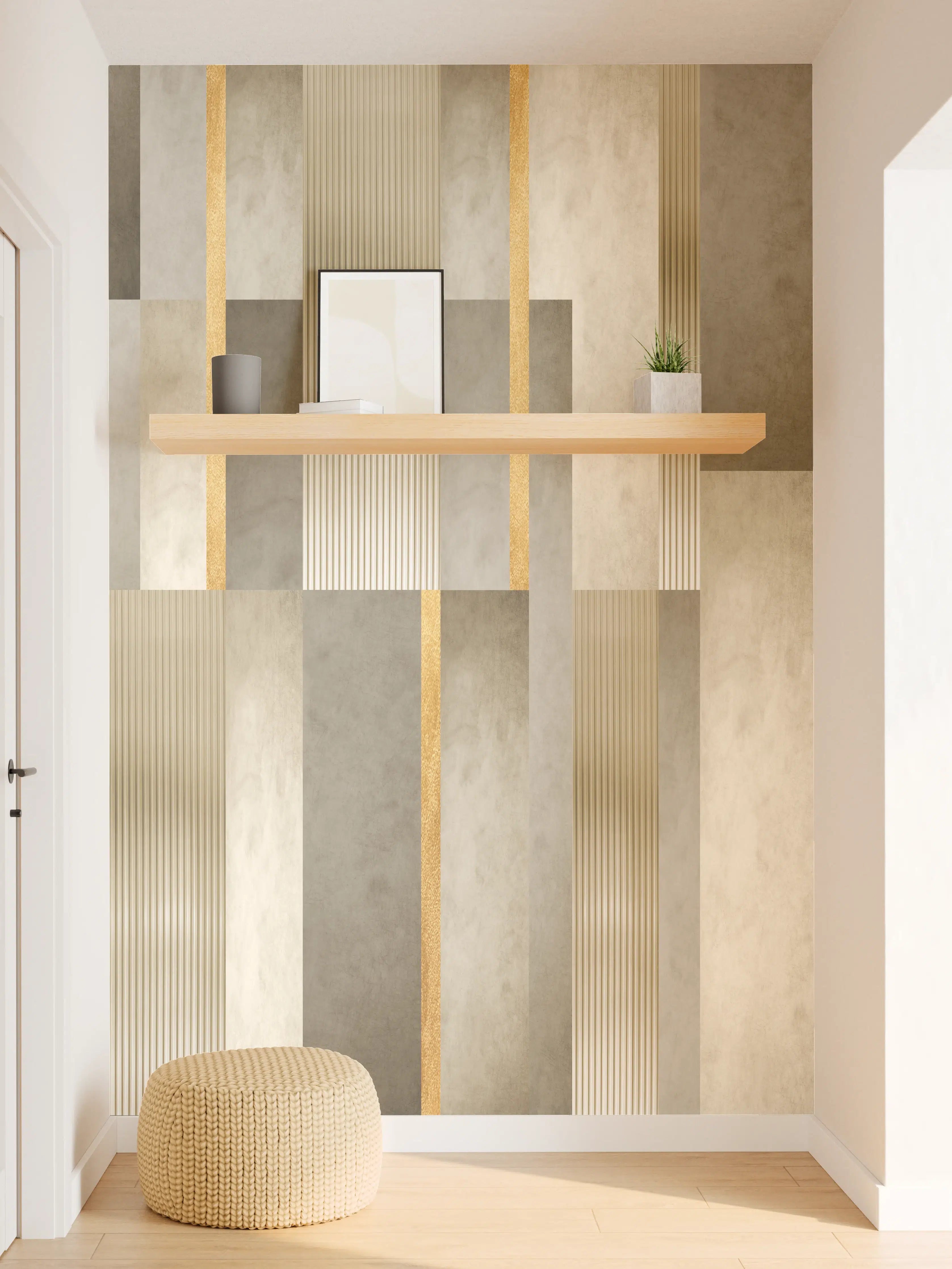 Wandverkleidung Flur - Moderne Wandgestaltung mit Beton- und Metallic-Elementen