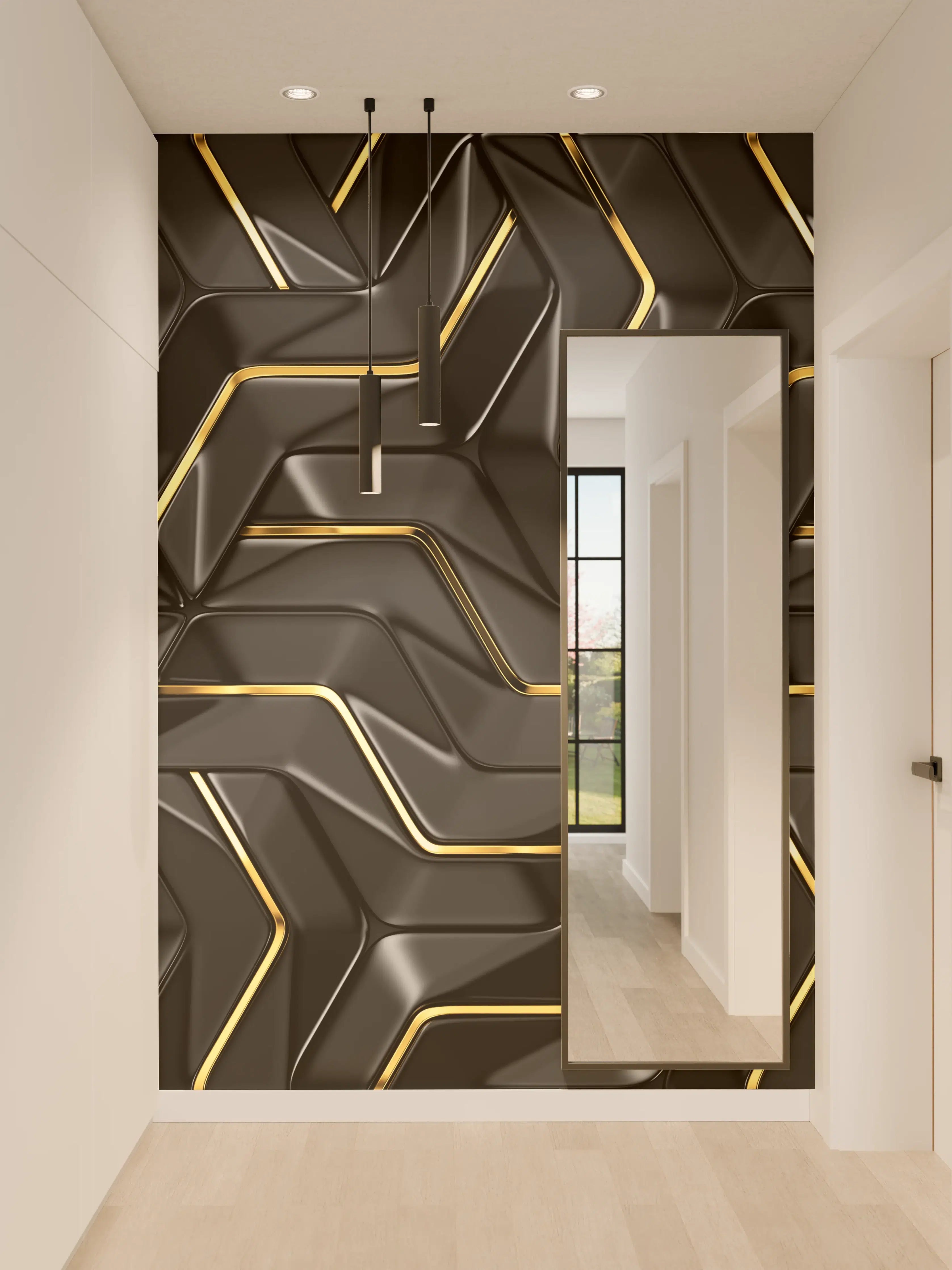 Wandverkleidung Flur - Moderne Wandtextur - schwarz-gold