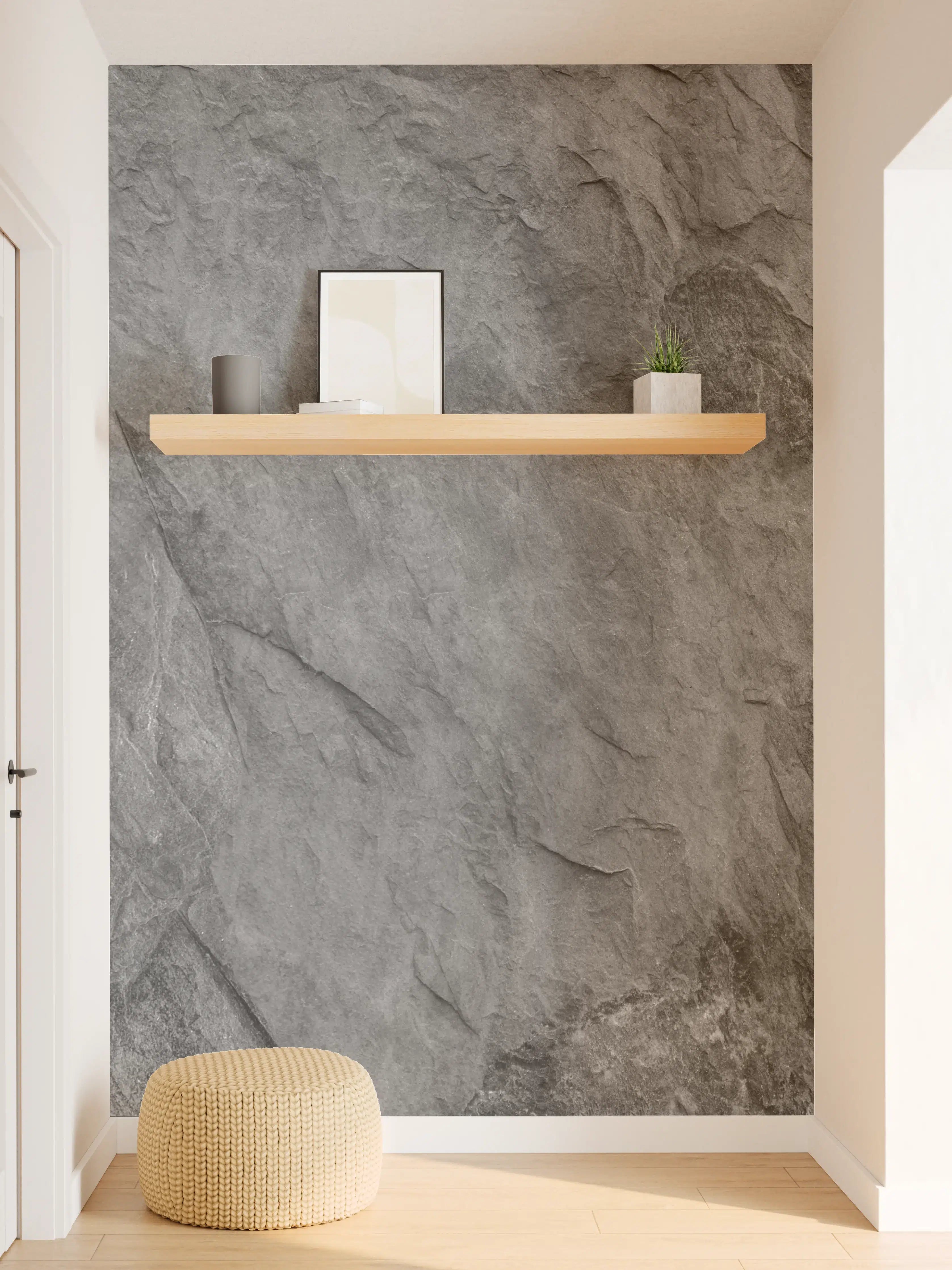 Wandverkleidung Flur - Moderne dunkle Steinoptik Fliese