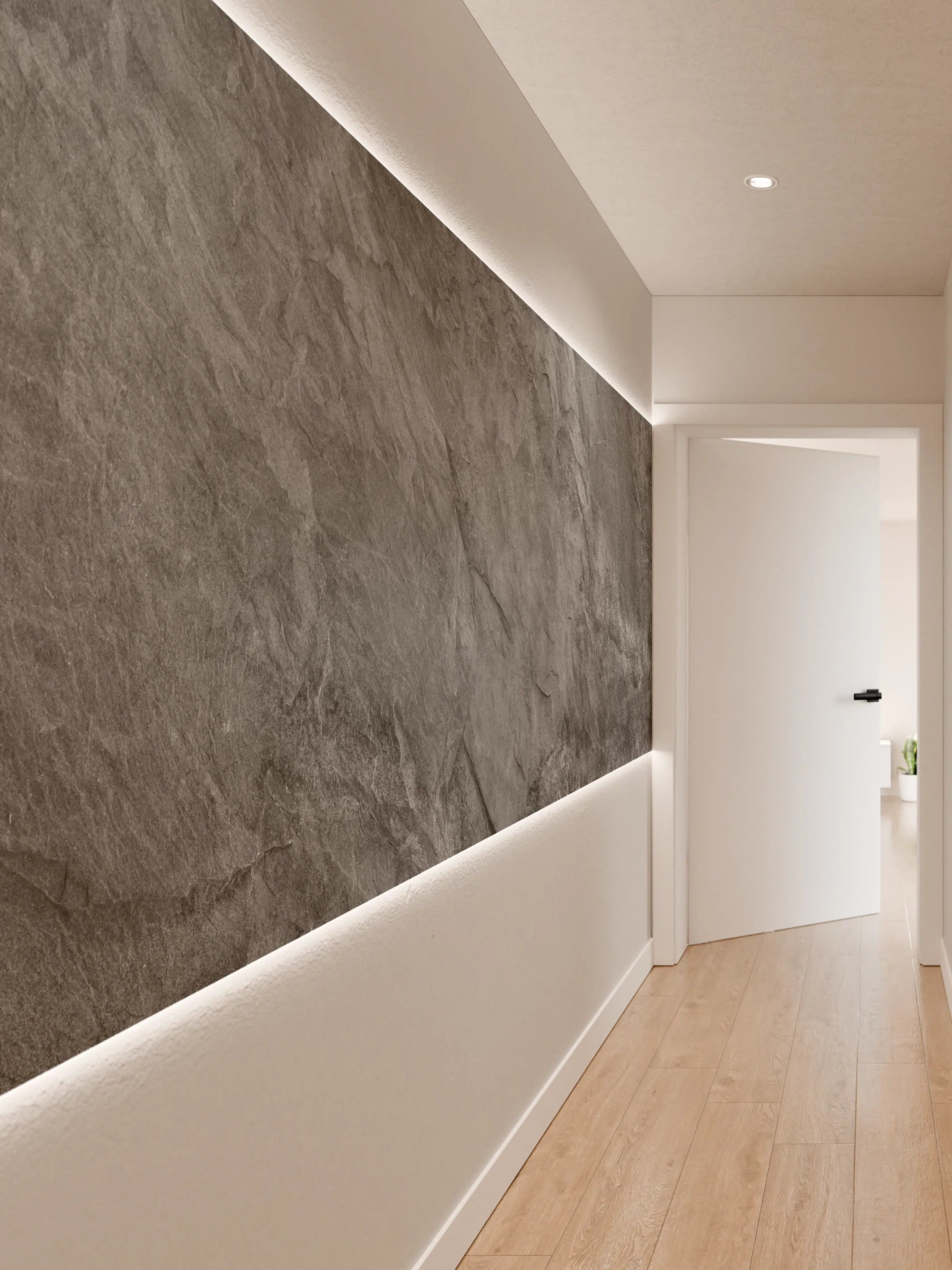 Wandverkleidung Flur - Moderne dunkle Steinoptik Fliese