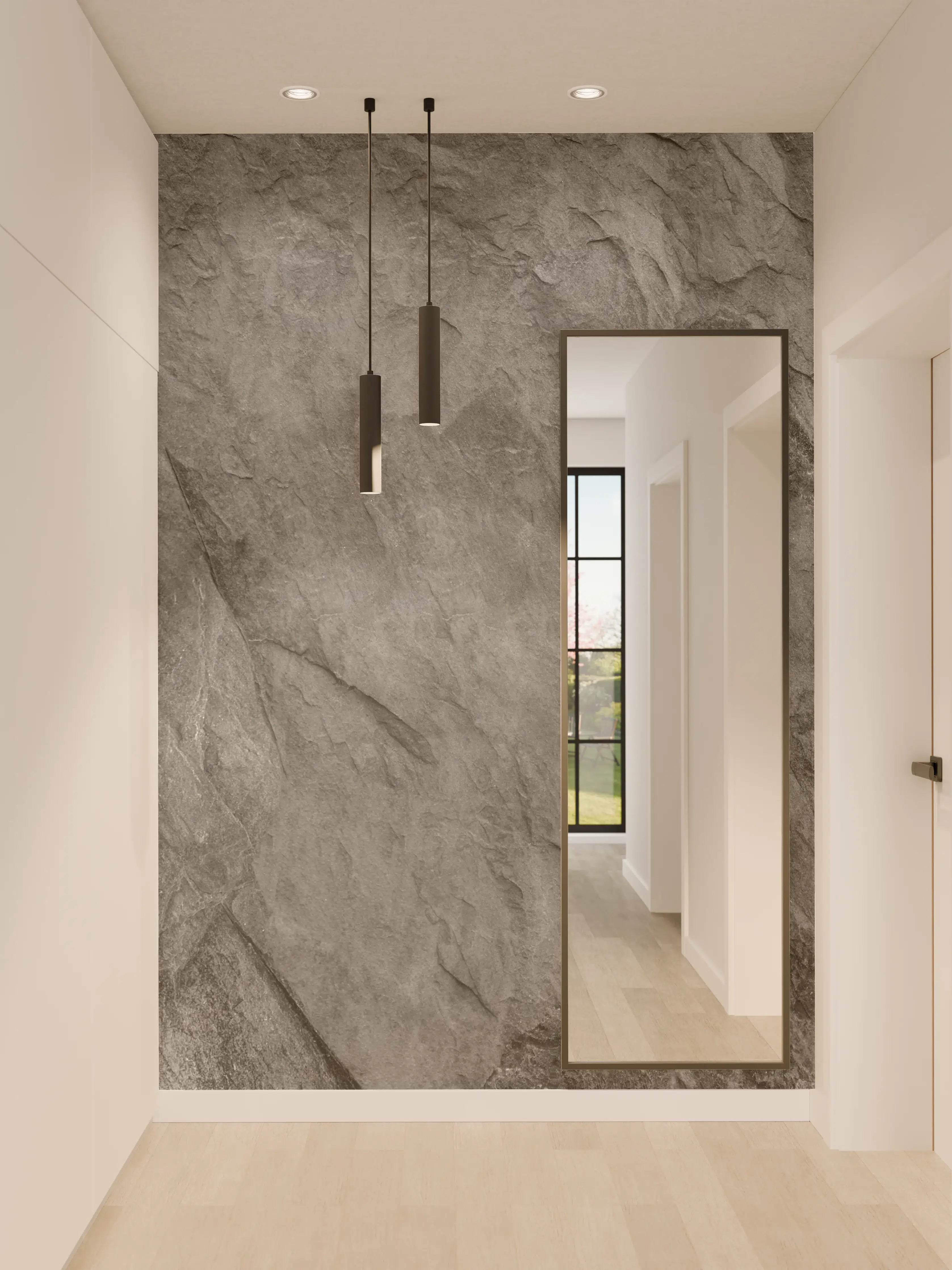 Wandverkleidung Flur - Moderne dunkle Steinoptik Fliese