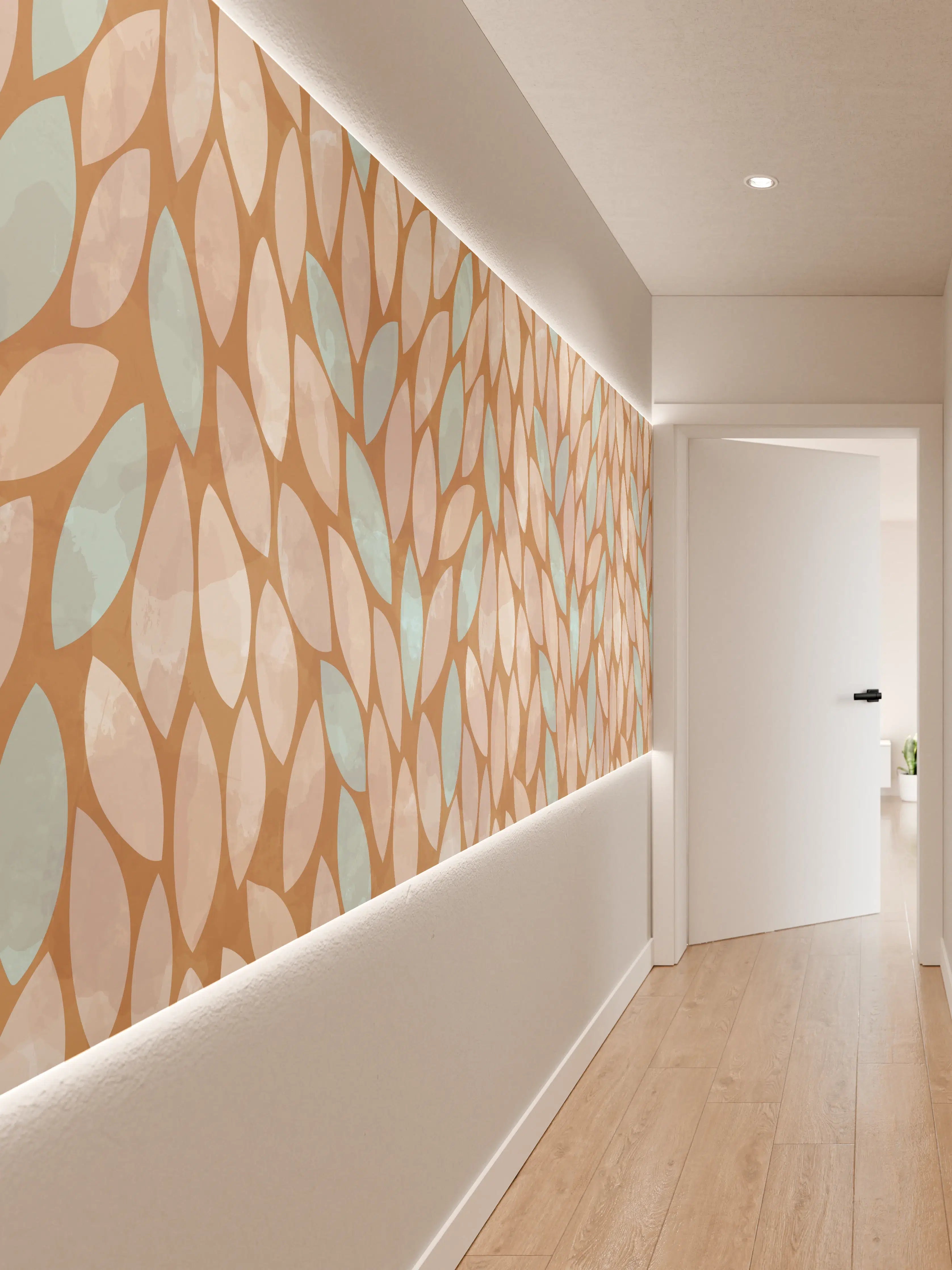 Wandverkleidung Flur - Moderne elegante Musterung in sanften Erdtönen