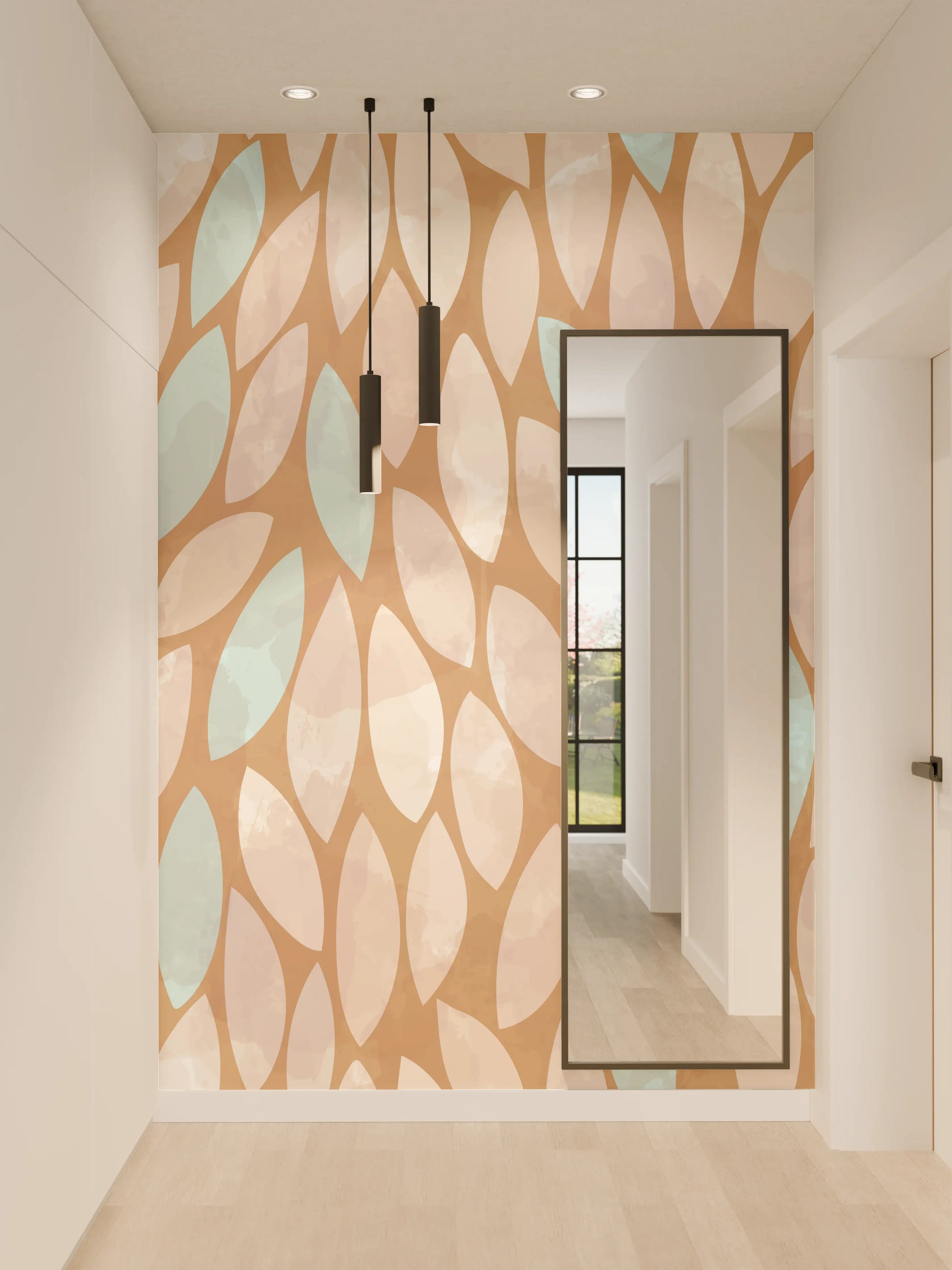 Wandverkleidung Flur - Moderne elegante Musterung in sanften Erdtönen