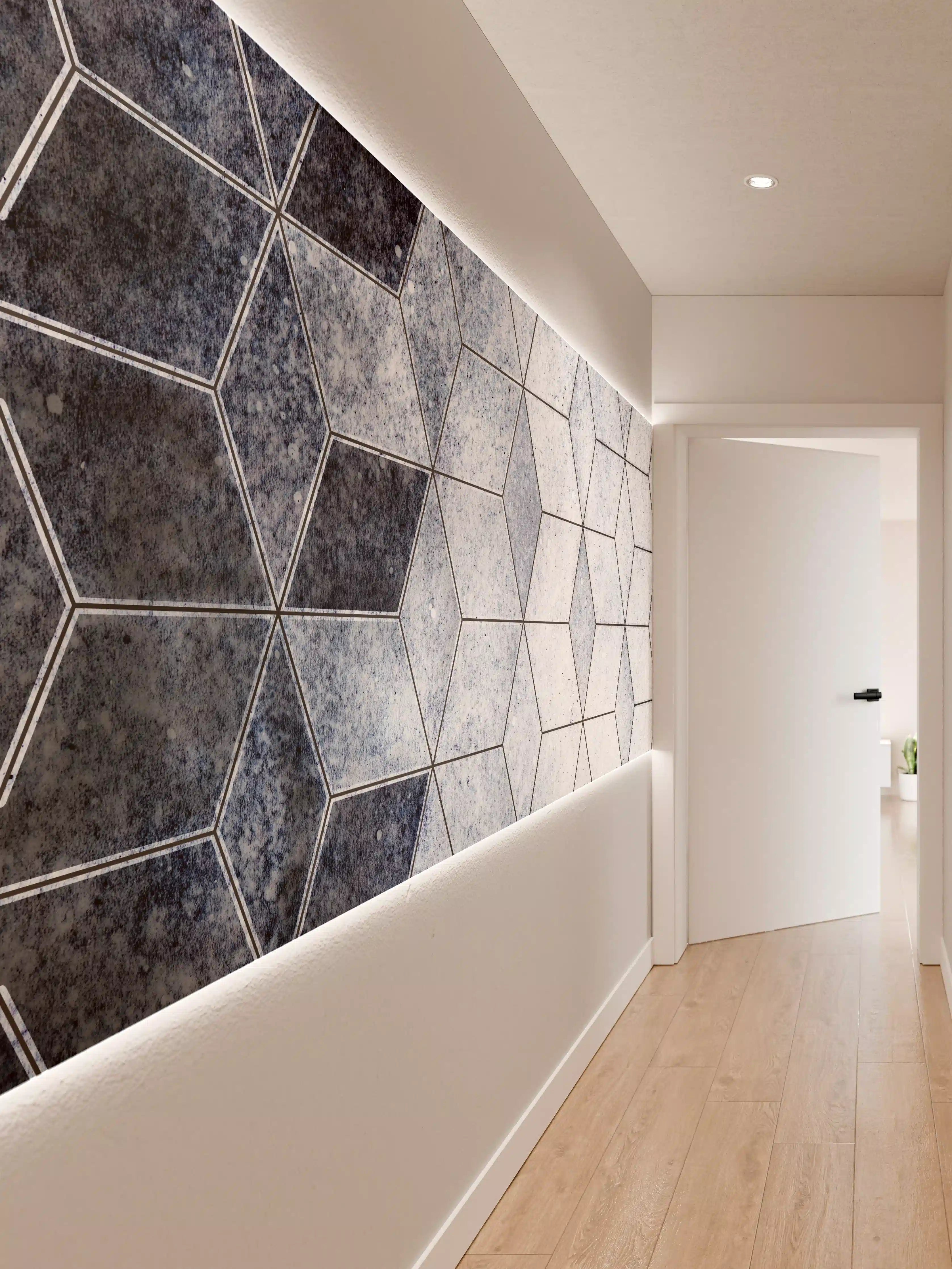 Wandverkleidung Flur - Moderne geometrische Fliesen im Vintage-Stil