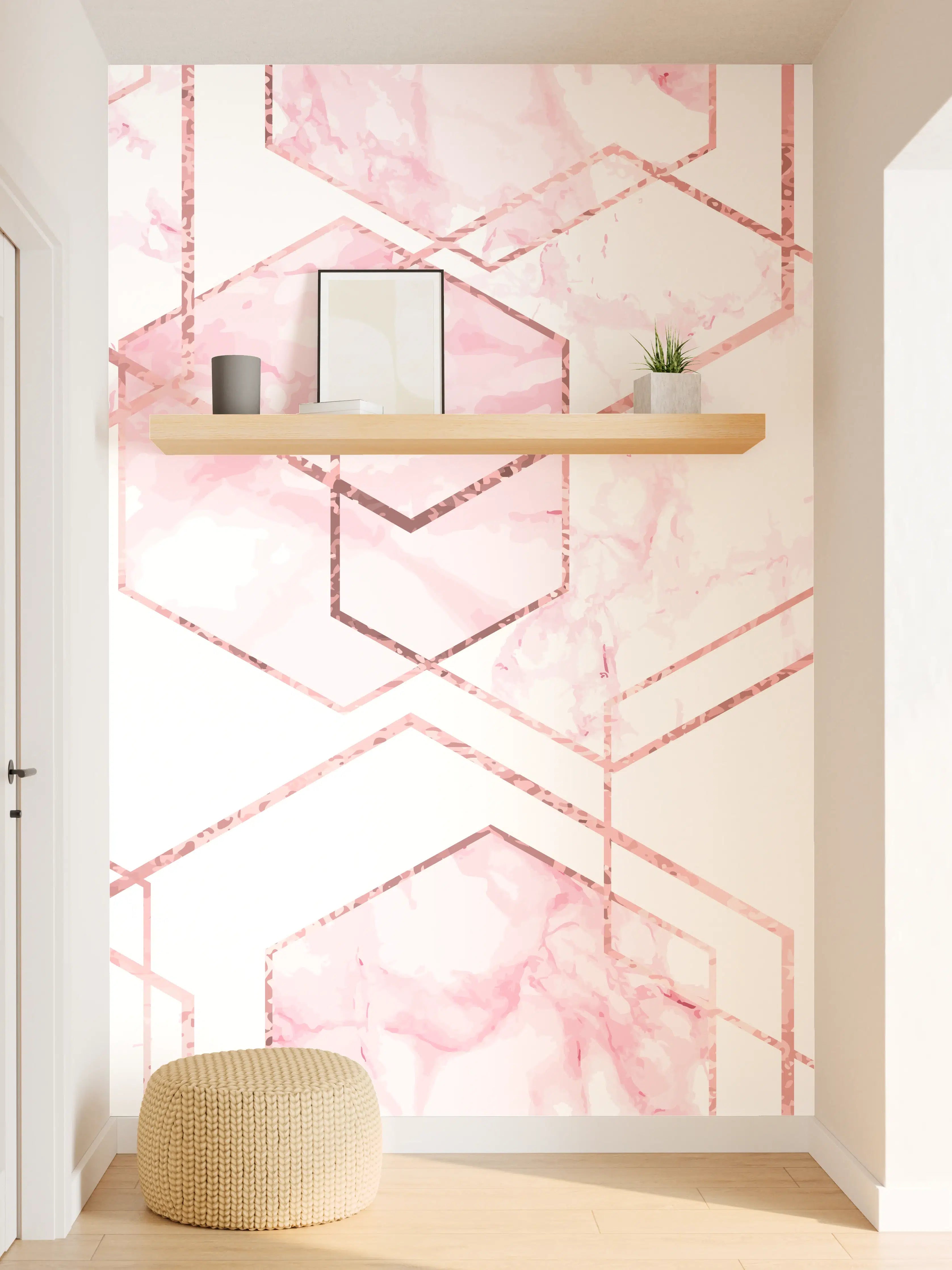 Wandverkleidung Flur - Moderne geometrische Muster in Pastellrosa
