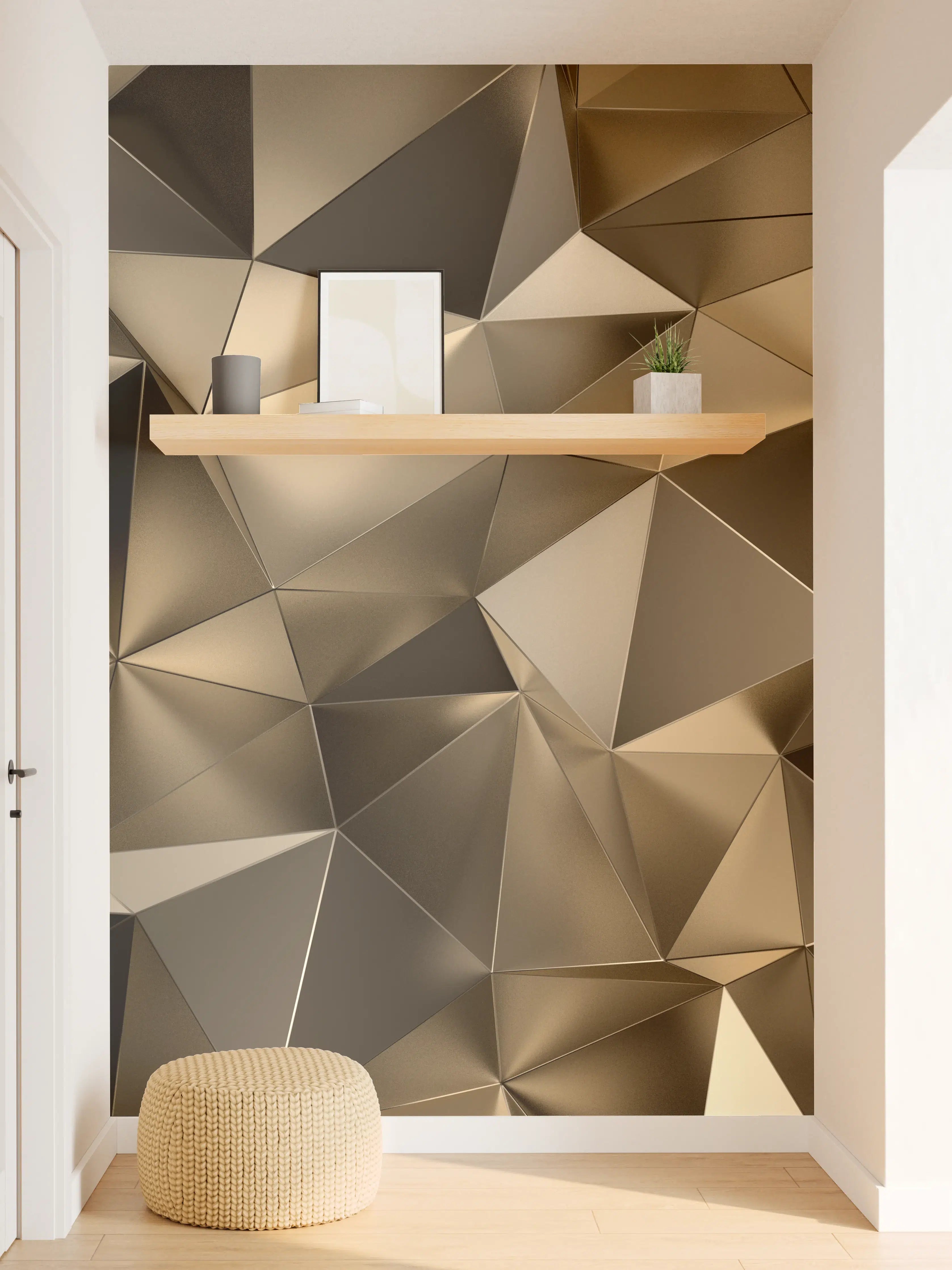 Wandverkleidung Flur - Moderne geometrische Wanddekoration in neutralen Tönen