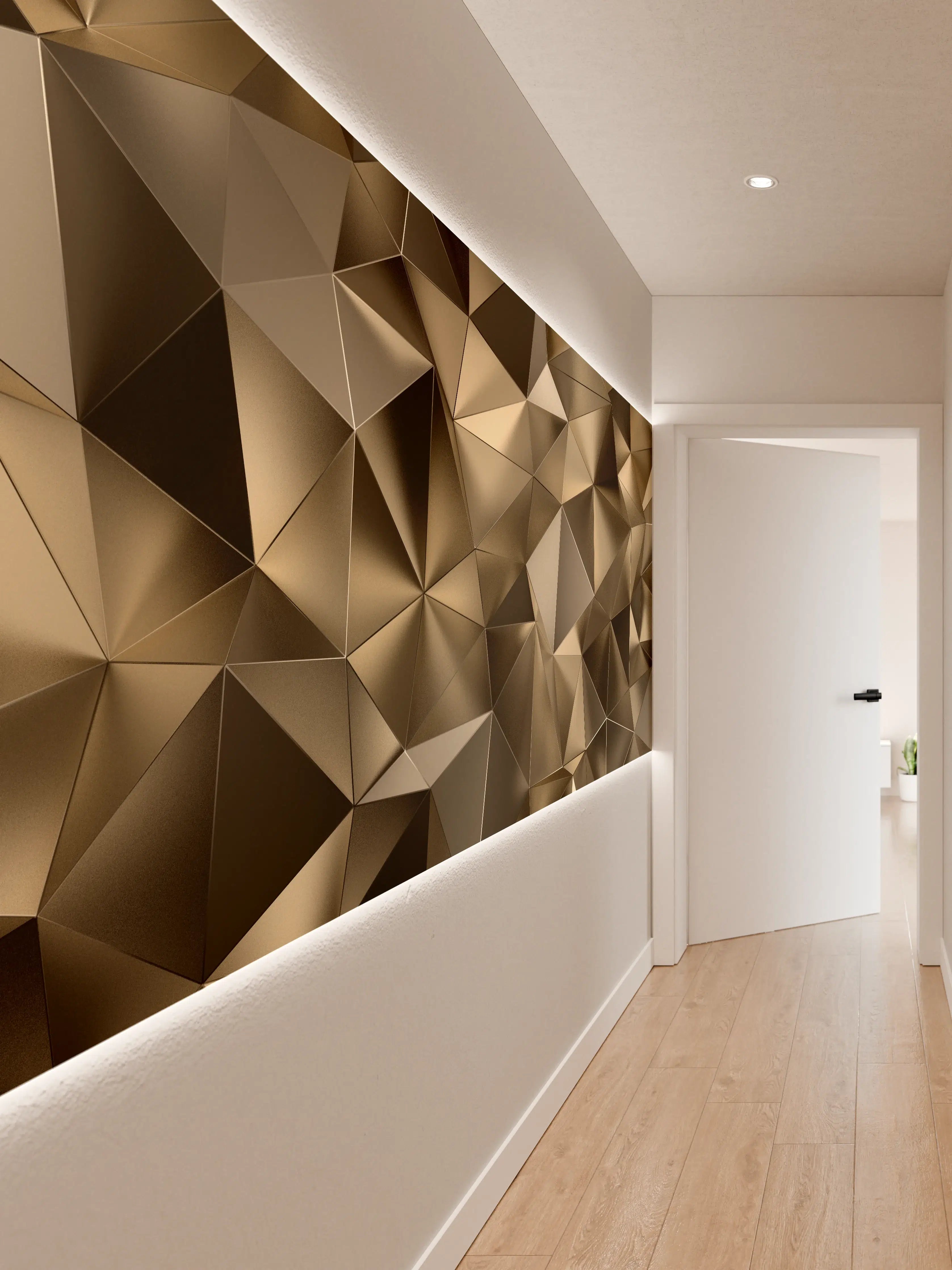 Wandverkleidung Flur - Moderne geometrische Wanddekoration in neutralen Tönen