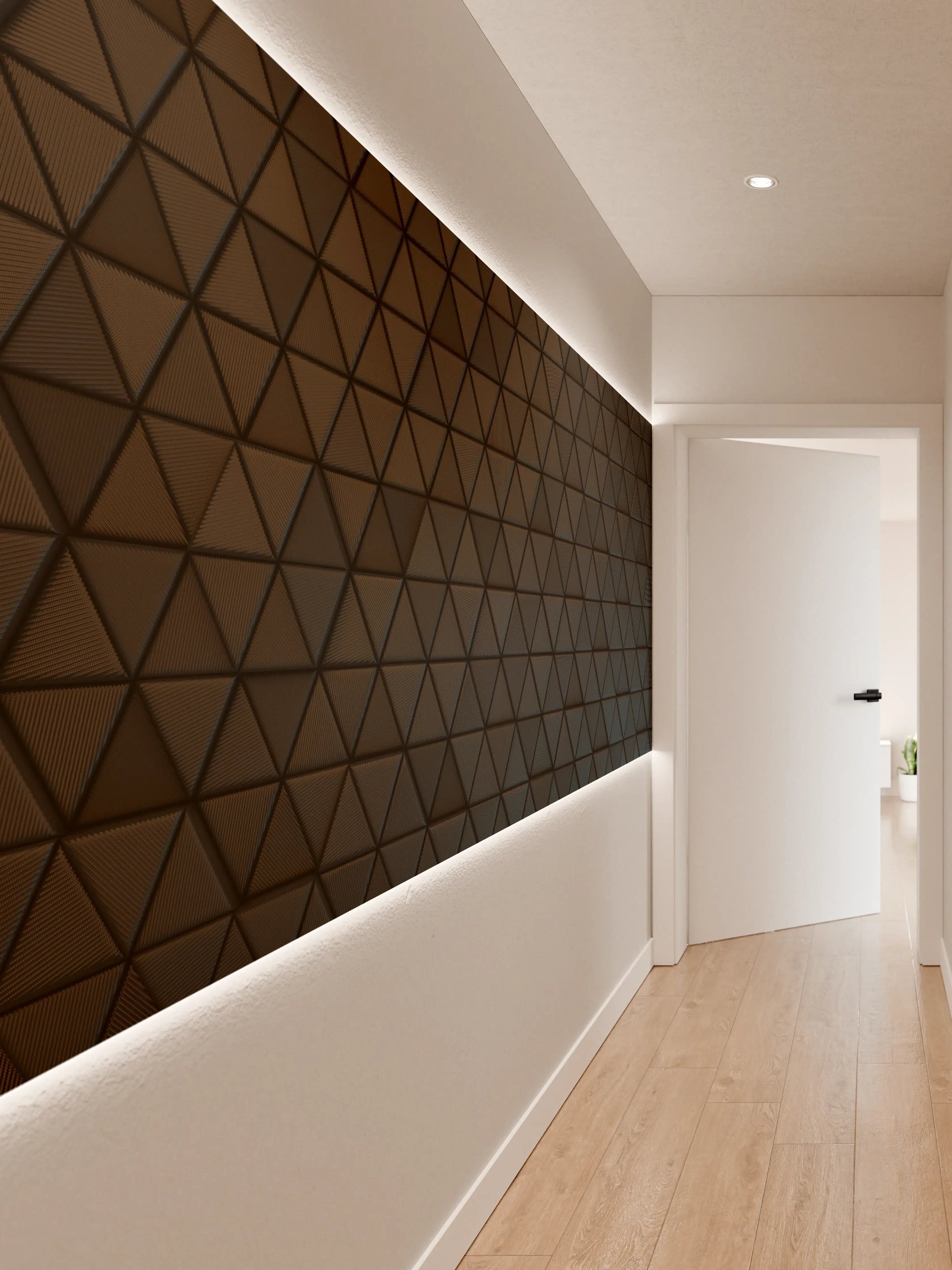 Wandverkleidung Flur - Moderne geometrische Wandgestaltung mit dunklen Tönen