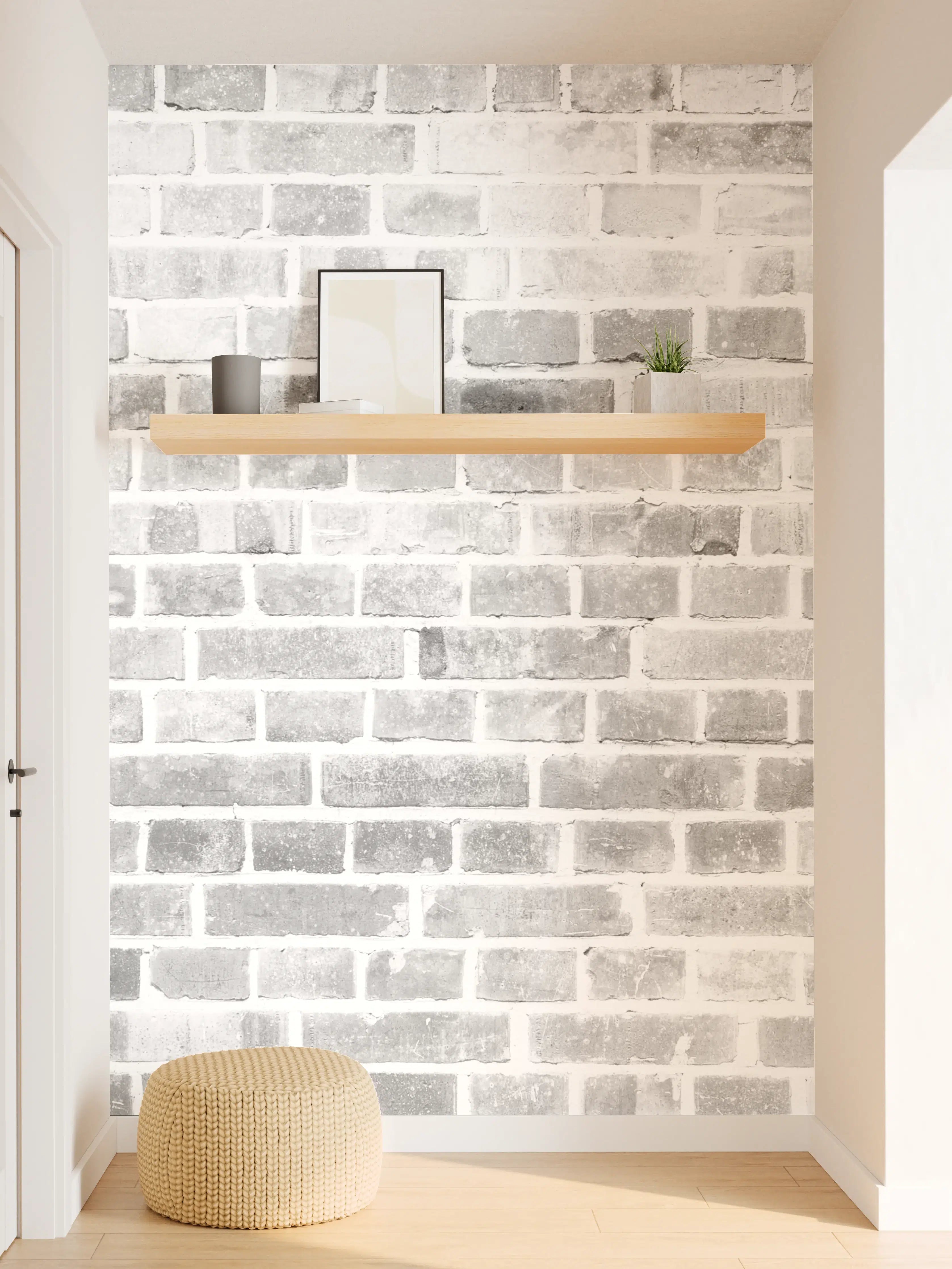 Wandverkleidung Flur - Moderne graue Ziegelwand im Schwarz-Weiß-Look