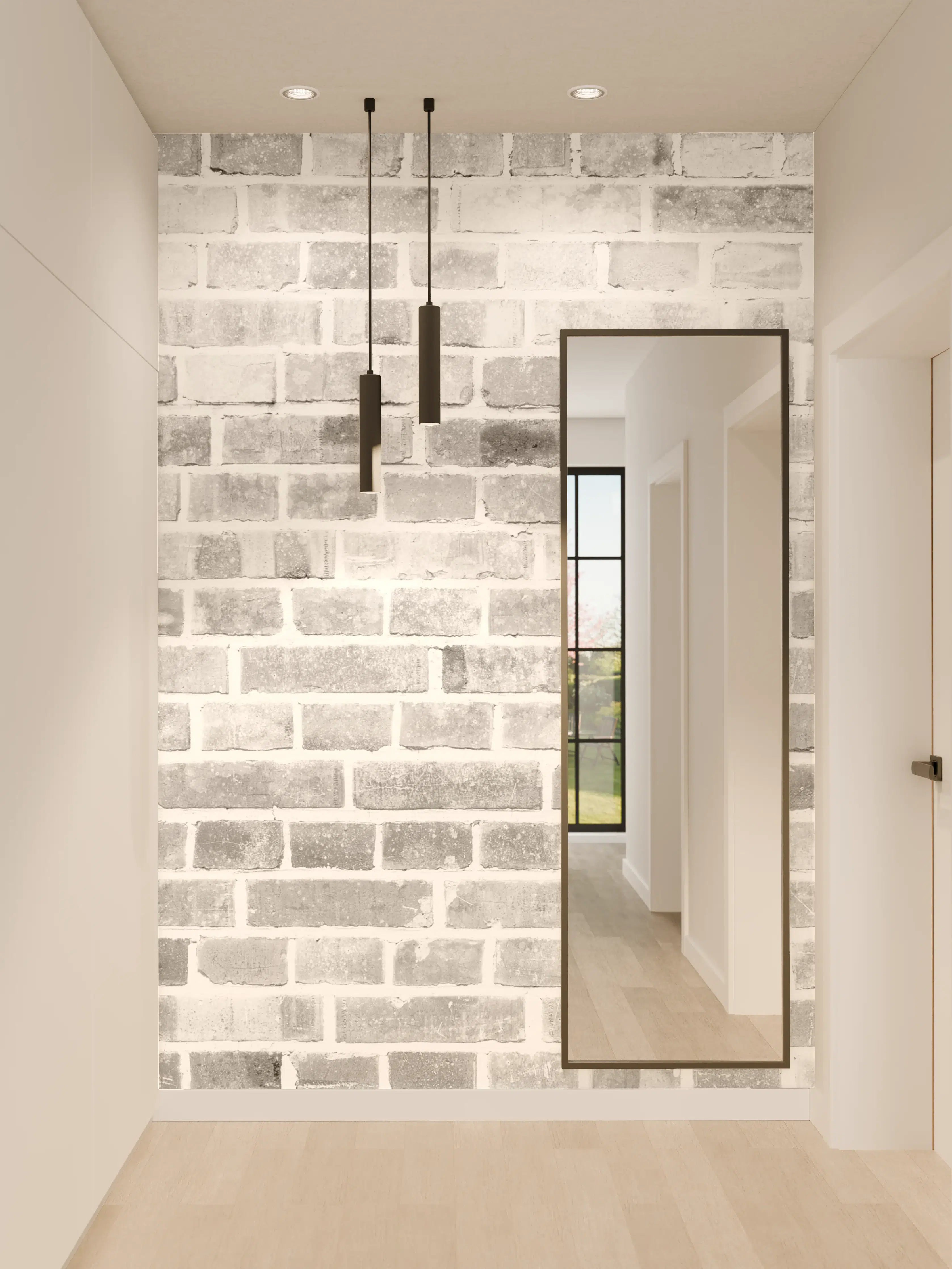 Wandverkleidung Flur - Moderne graue Ziegelwand im Schwarz-Weiß-Look