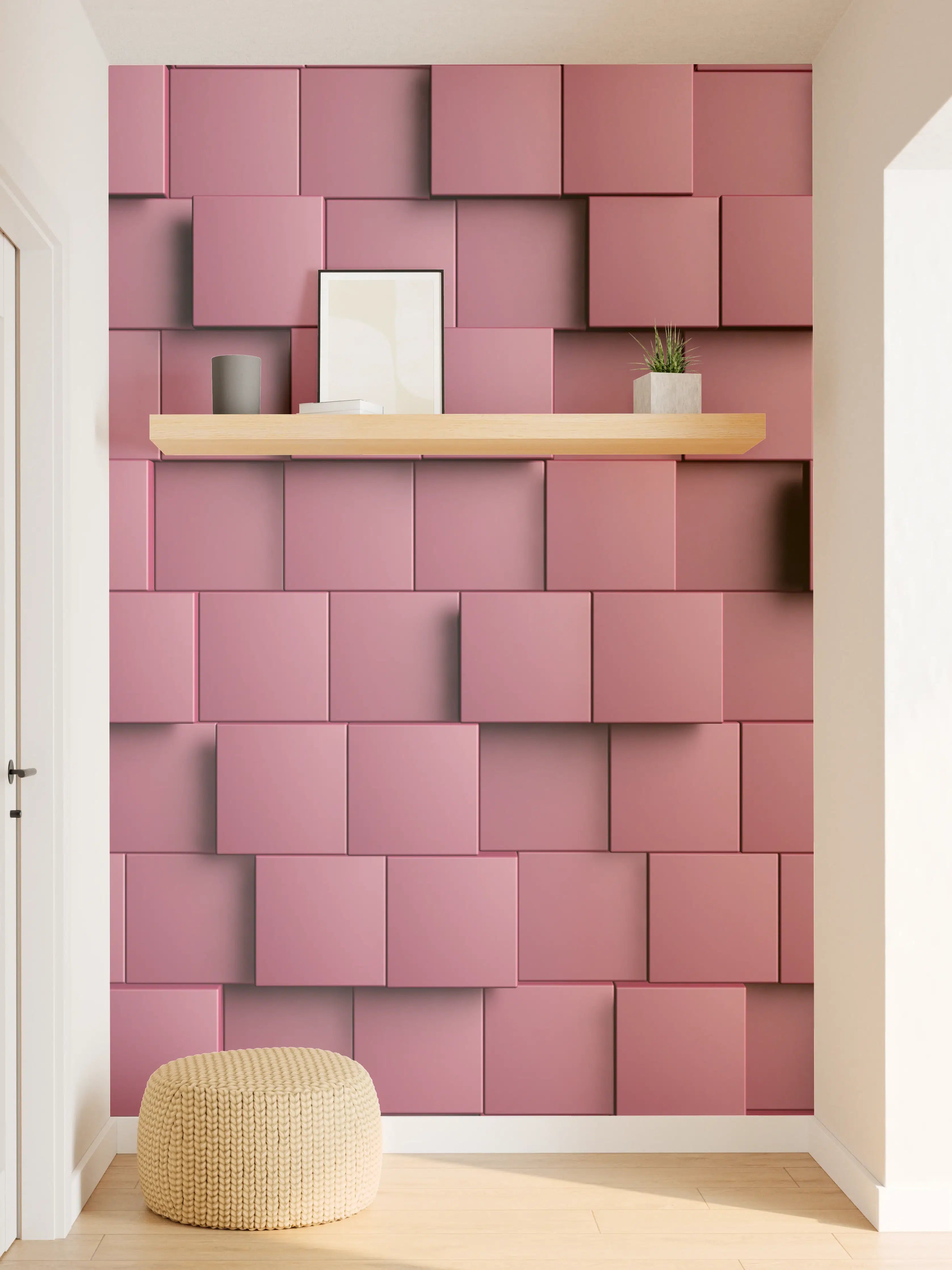 Wandverkleidung Flur - Moderne pinkfarbene Fliesen-Optik