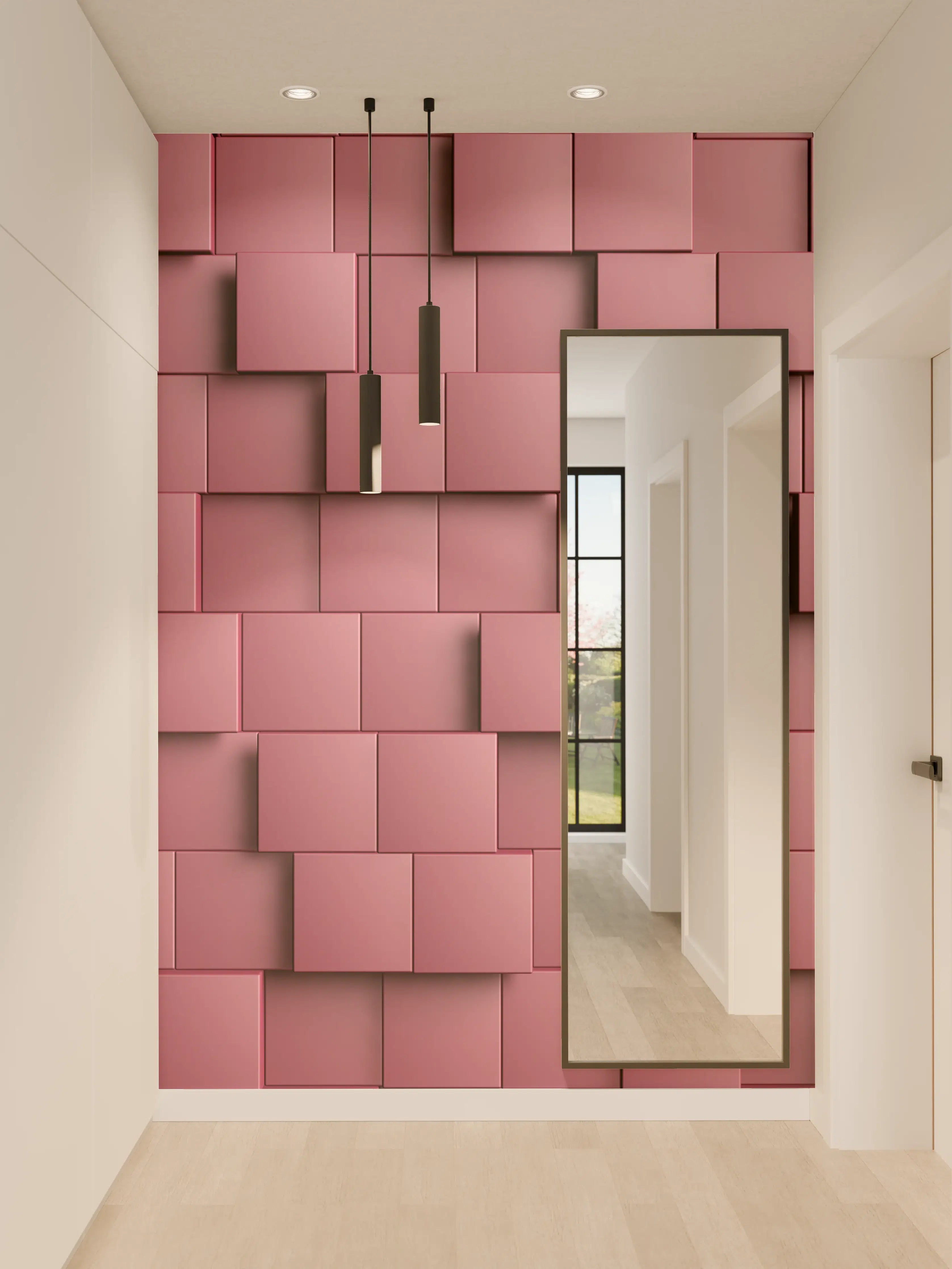 Wandverkleidung Flur - Moderne pinkfarbene Fliesen-Optik