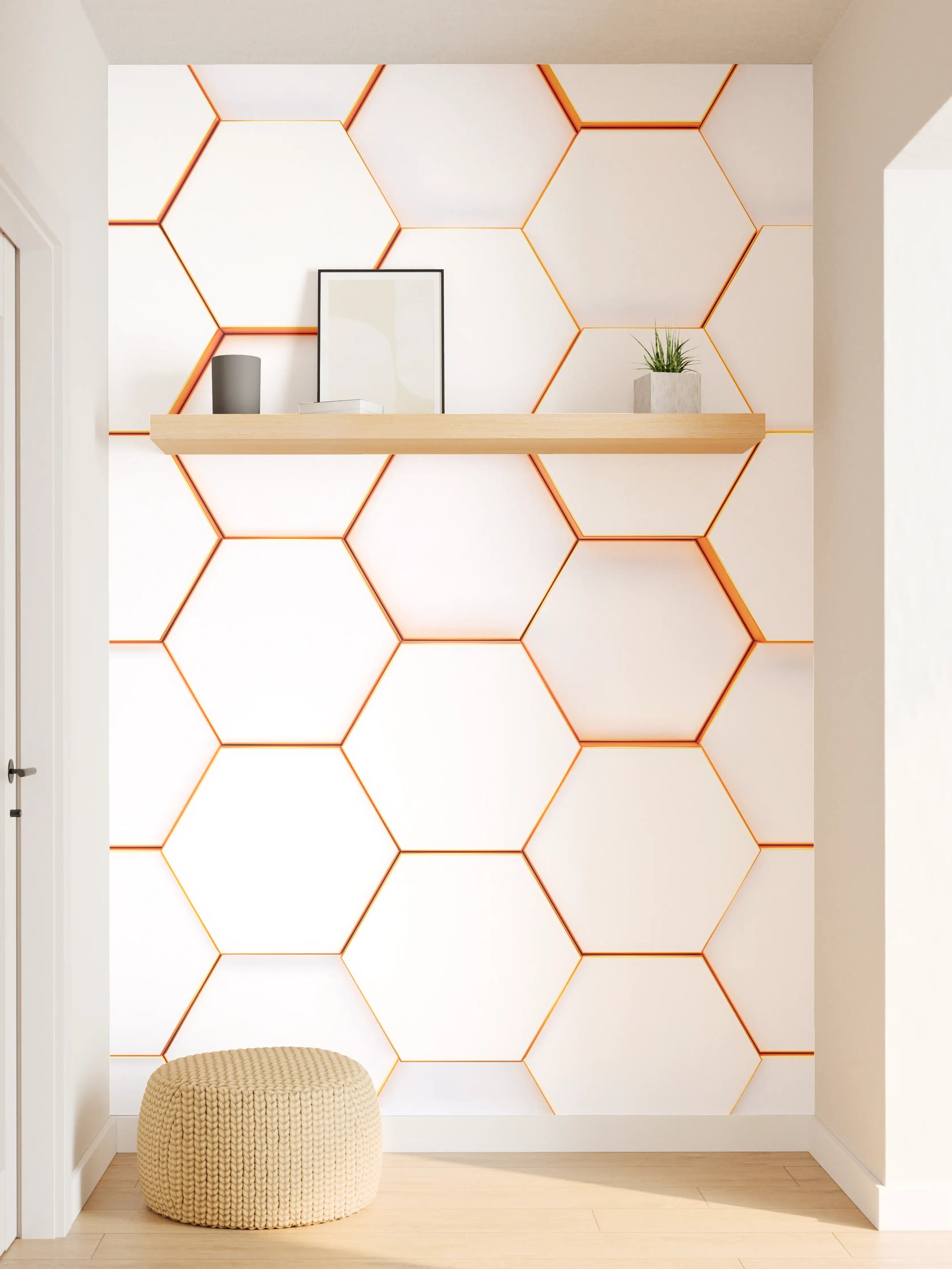 Wandverkleidung Flur - Moderne weiße Hexagon-Wanddekoration